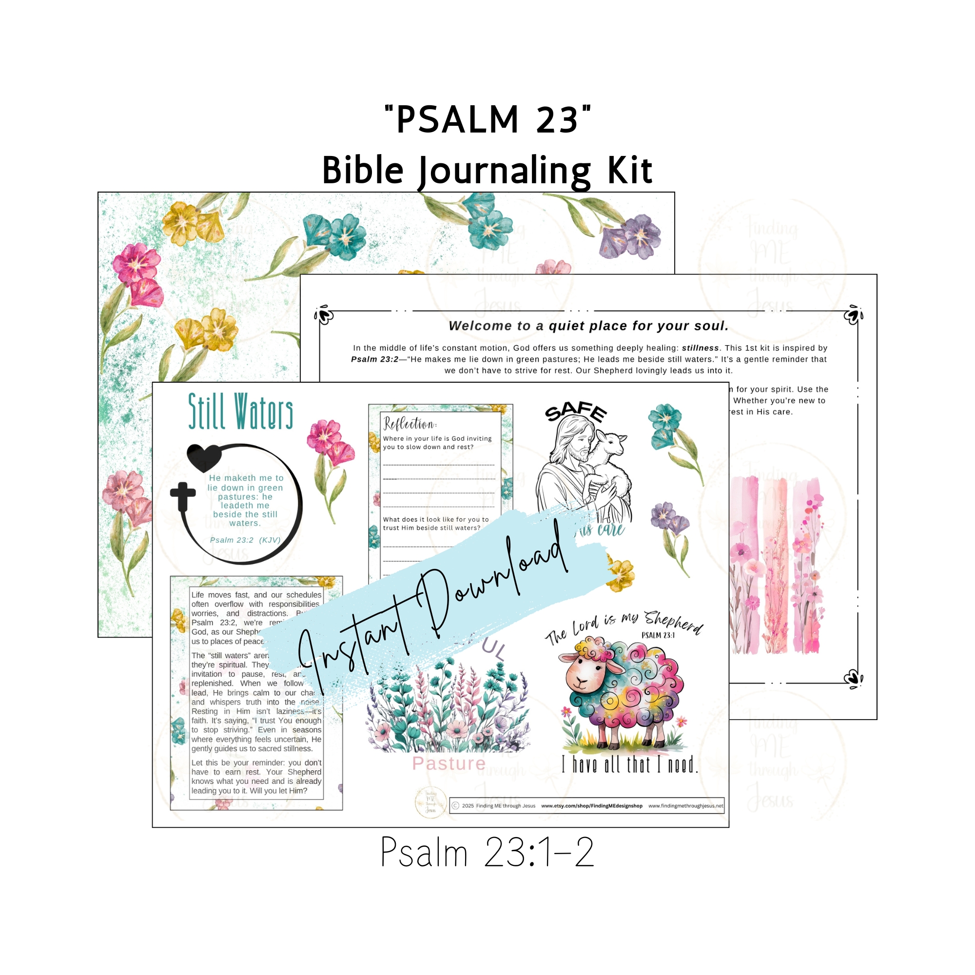 Psalm 23 Bible Journaling stickers, Bible Journaling Printables