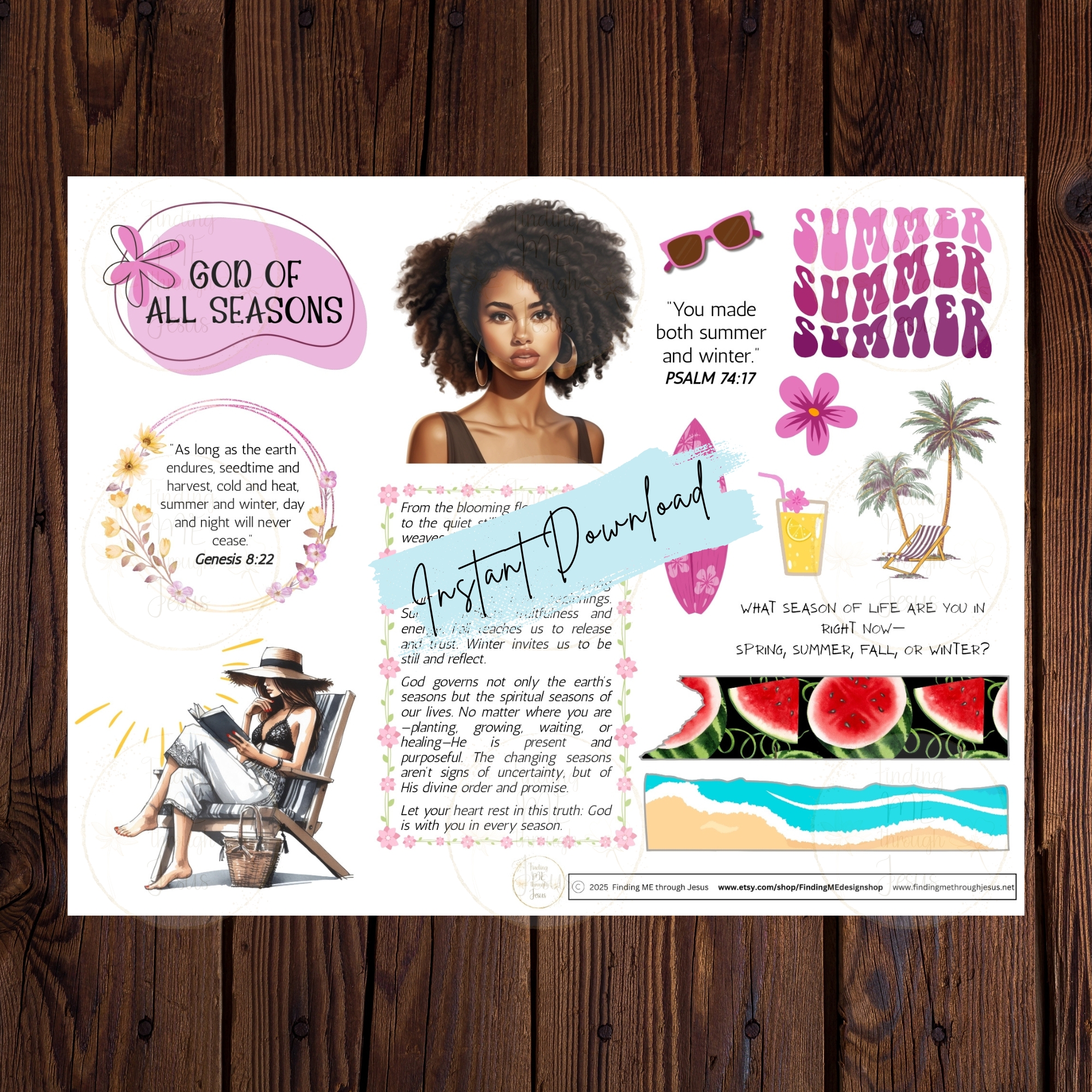 4 Seasons Printable Sticker and Journal Set, Bible Journaling Printables, Bible Journaling Stickers