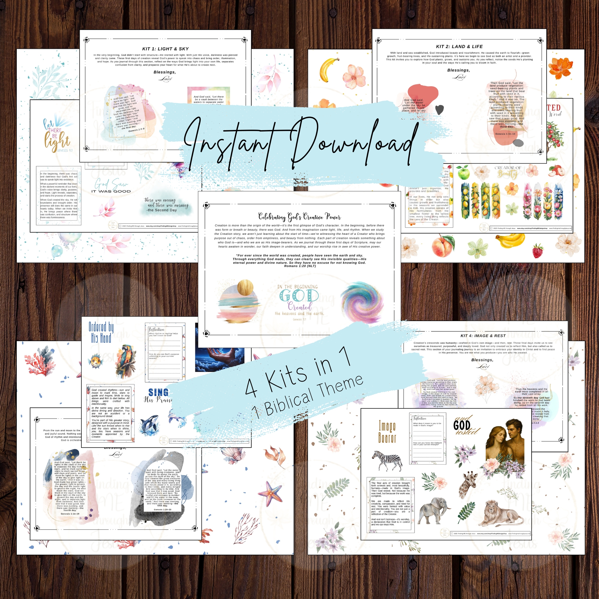 In the Beginning Bible Journaling stickers, Bible Journaling Printables,