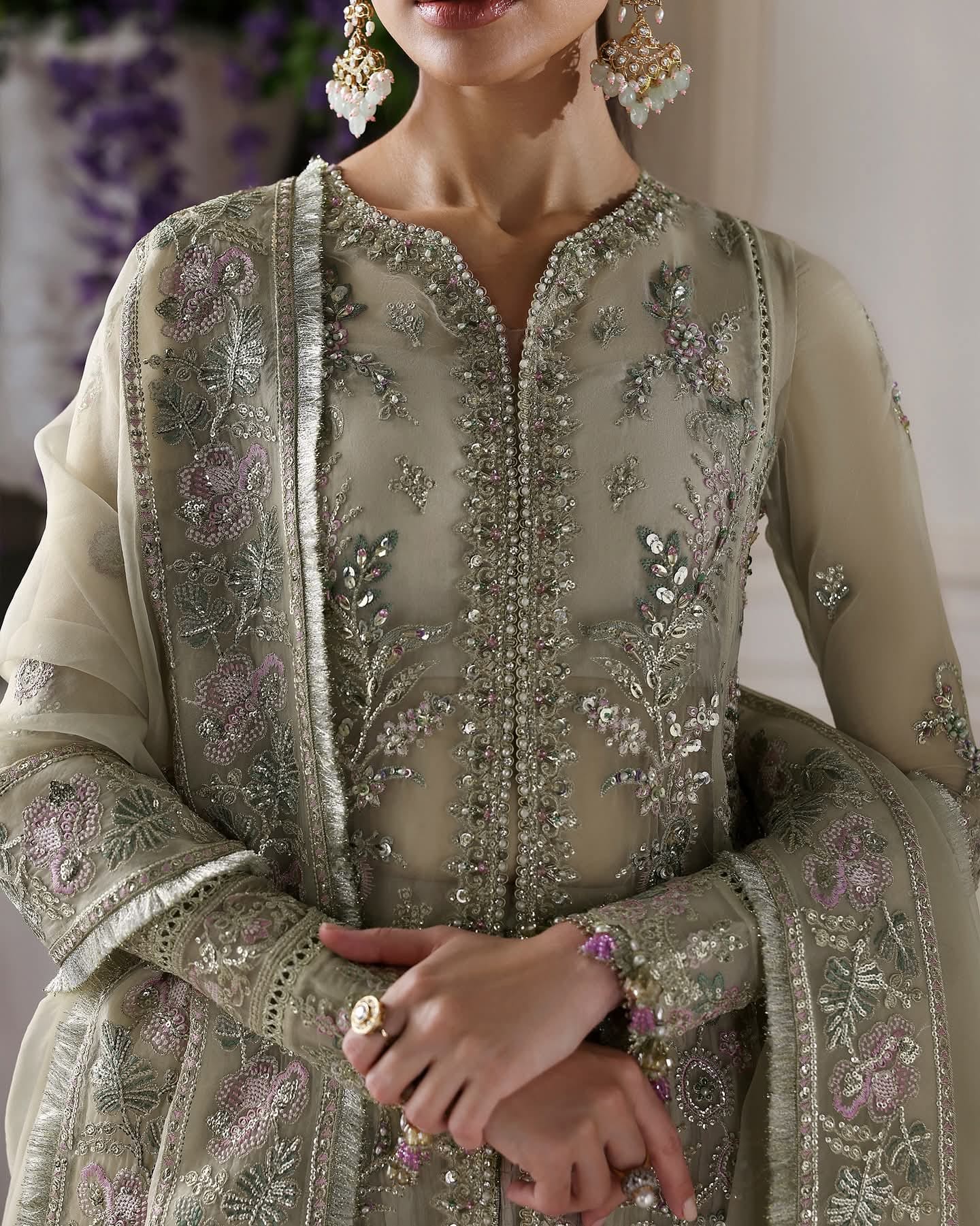 Embroidered Chiffon Formal Dress