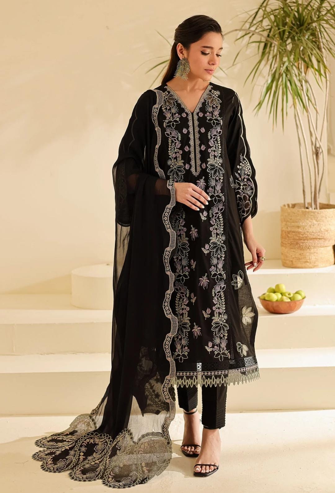 Black Embroidered Dress