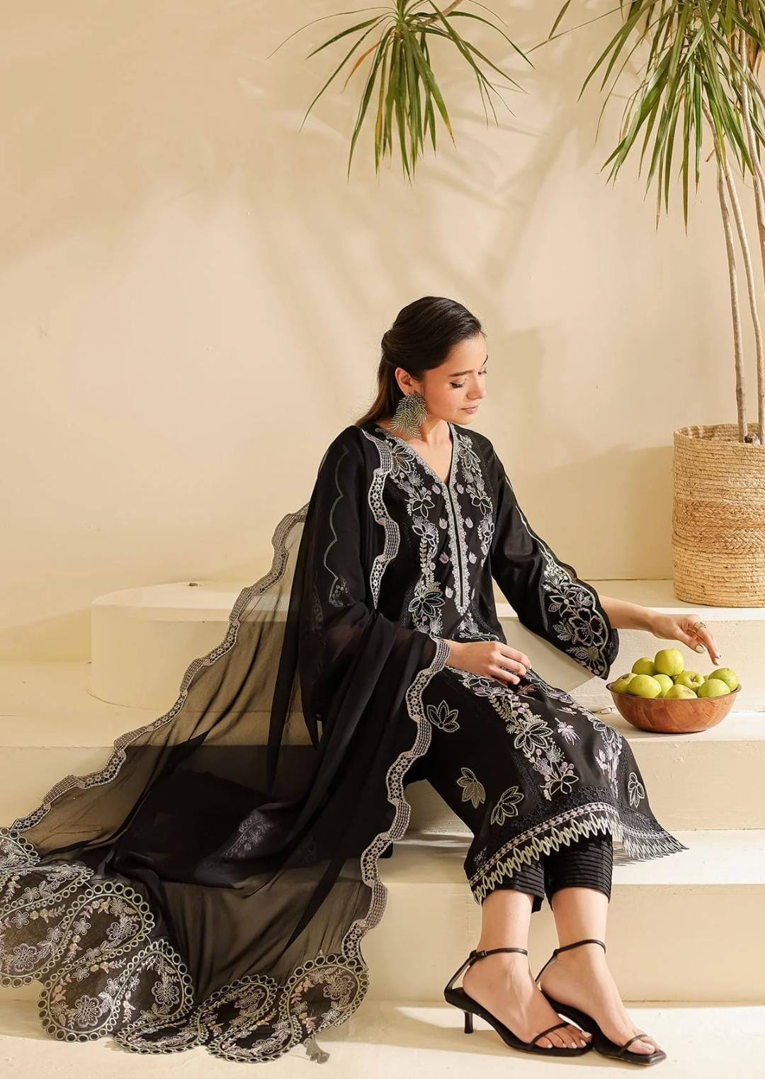 Black Embroidered Dress