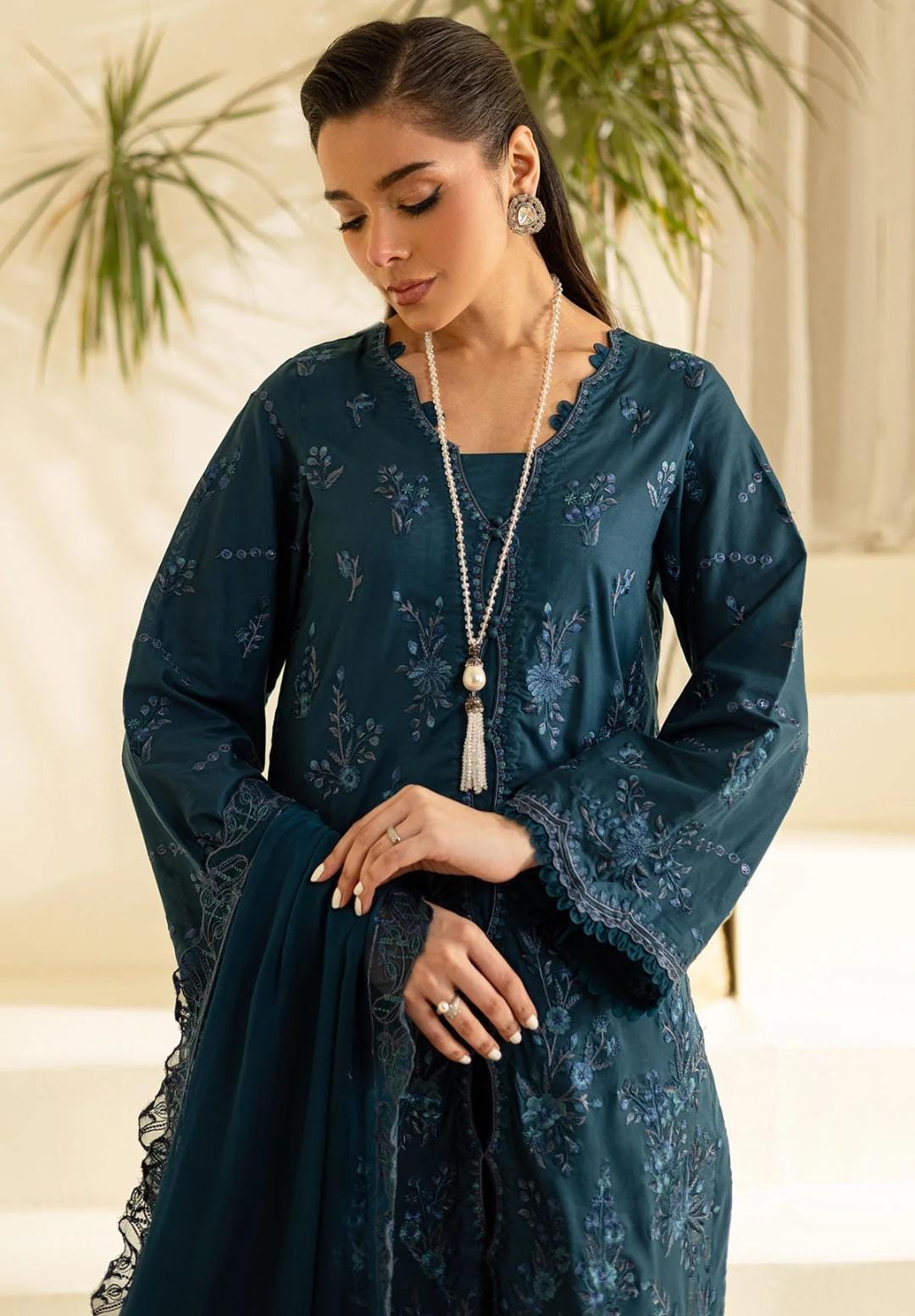 Teal Embroidered Dress