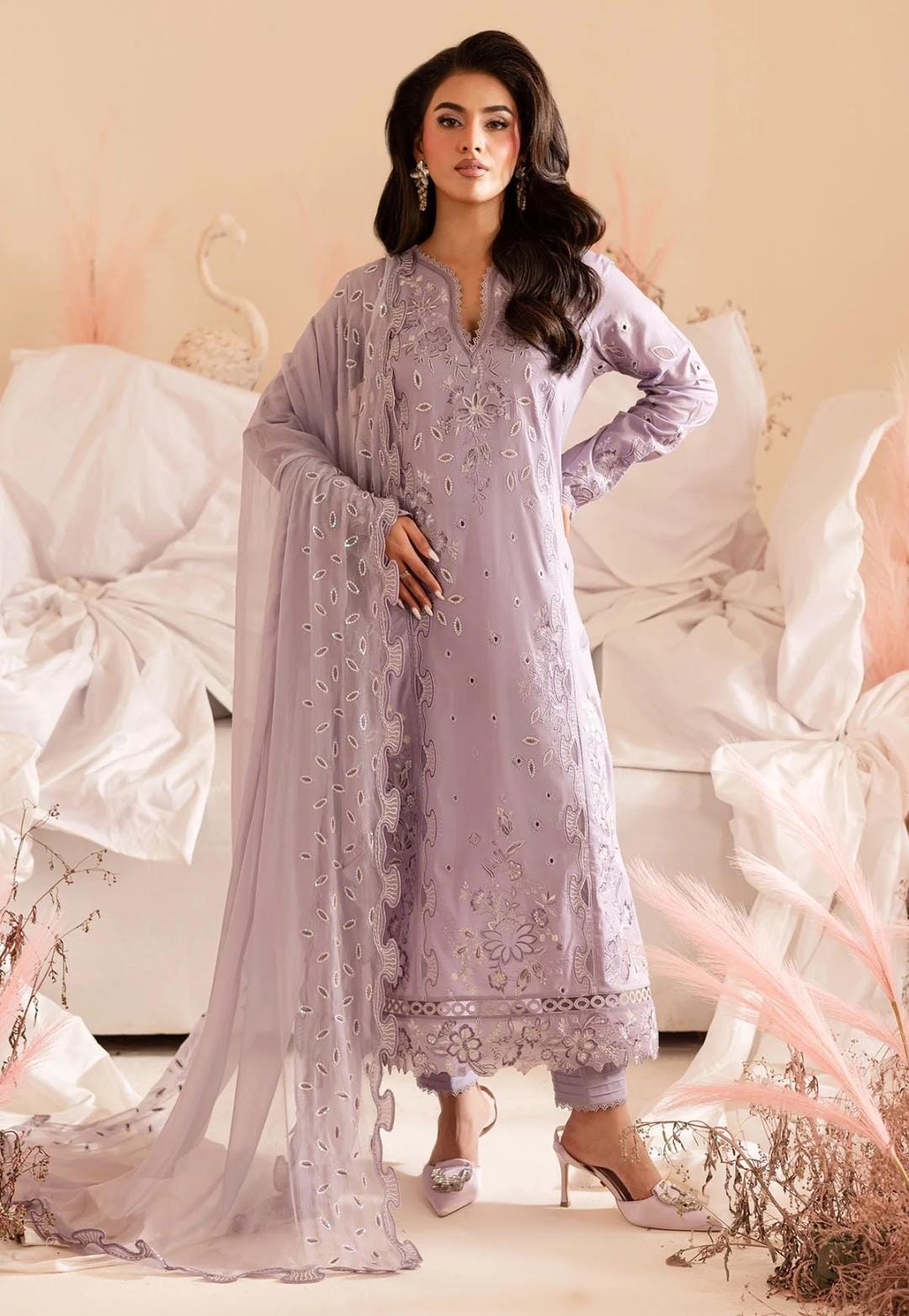 Lavender Embroidered Salwar Kameez