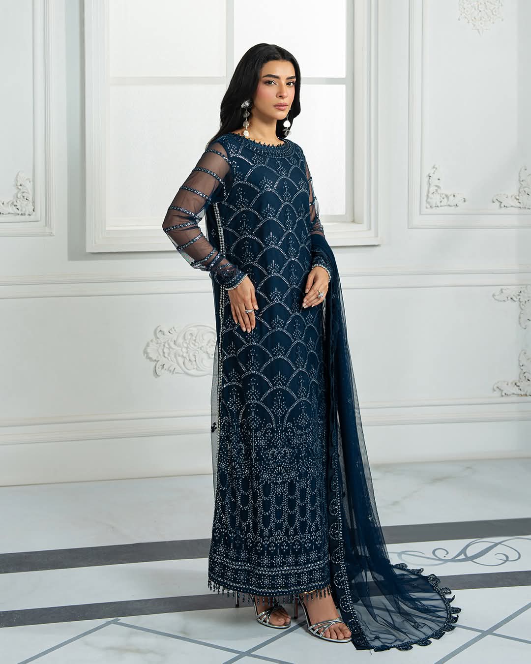 Blue Embroidered Dress