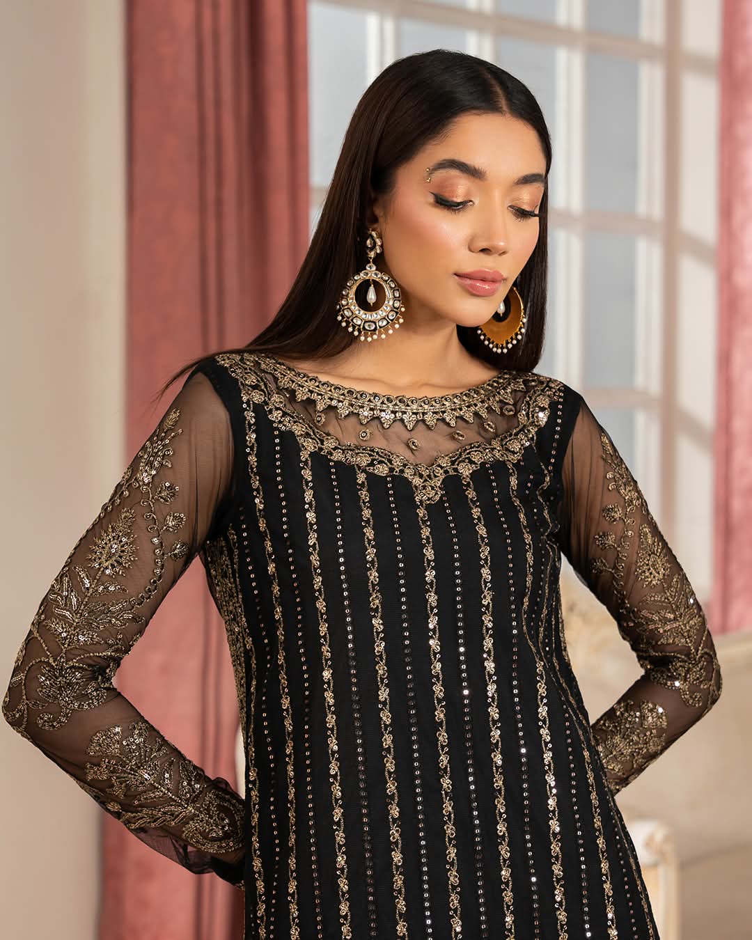 Elegant Black Embroidered Dress