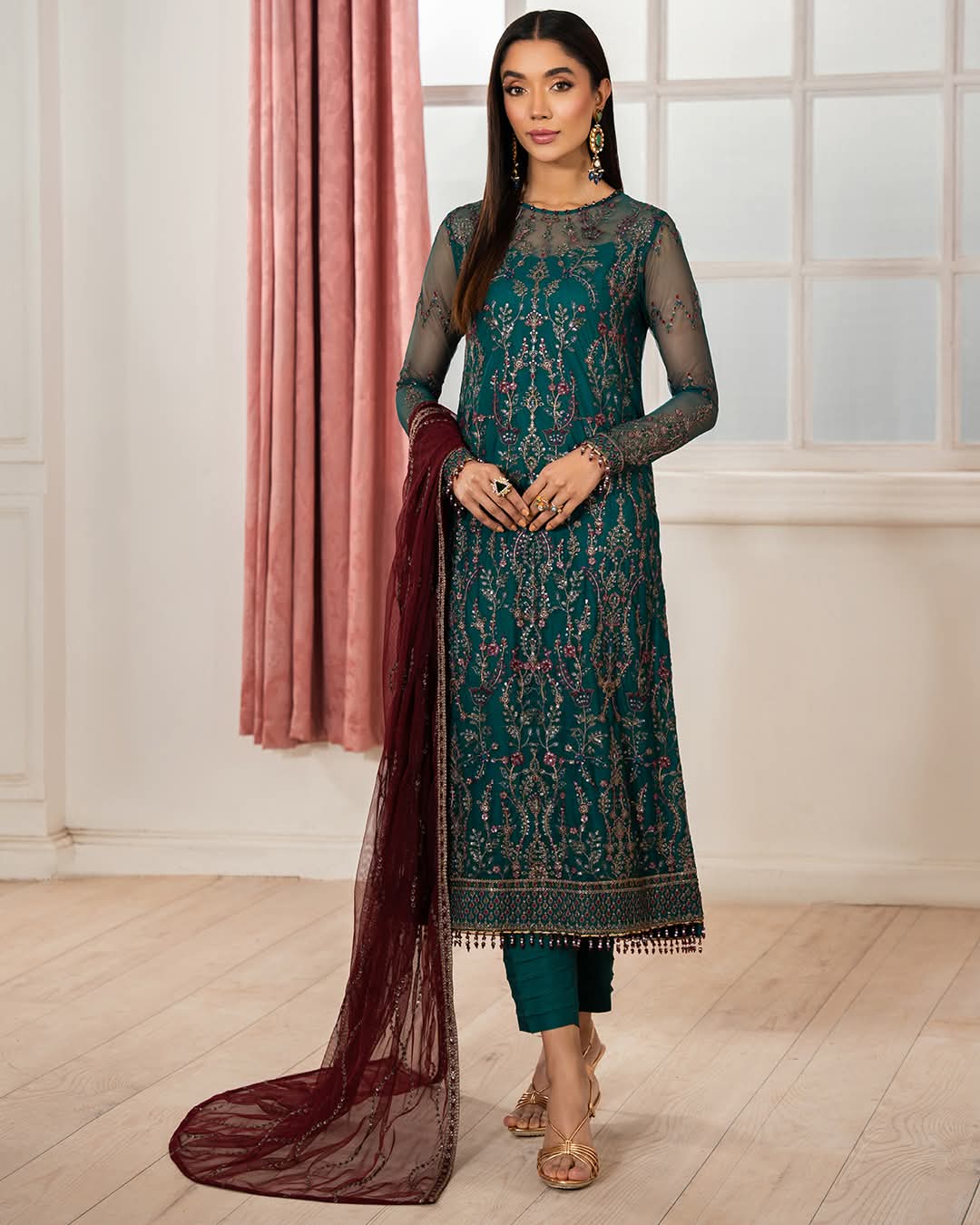 Embroidered Green Salwar Kameez