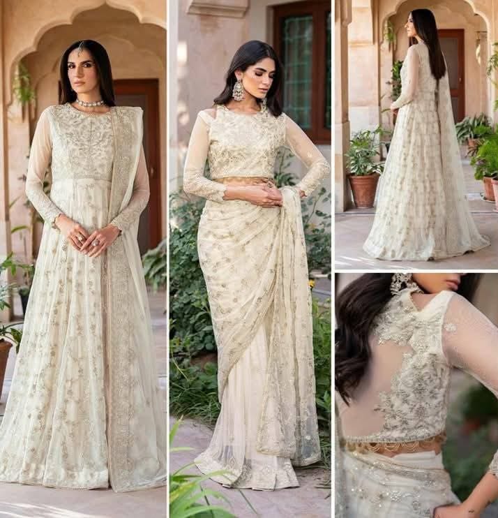 Elegant Ivory Embroidered Lehenga Set
