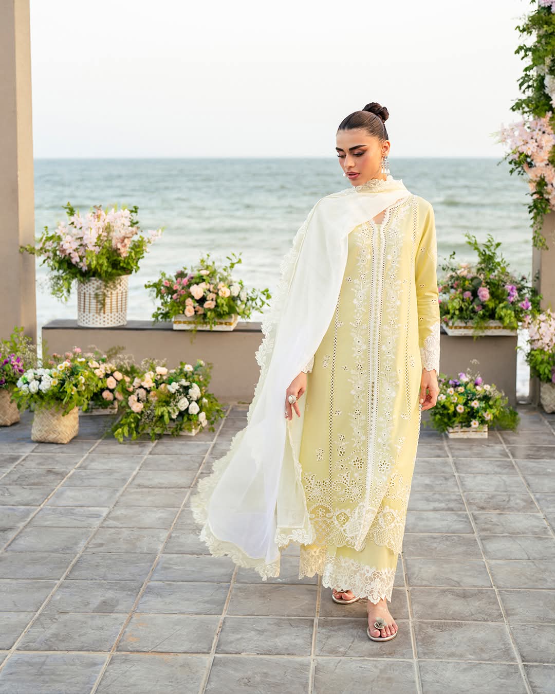 Elegant Yellow Embroidered Suit