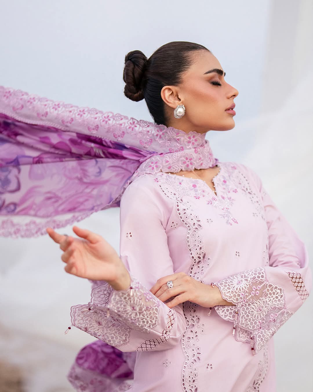 Elegant Lavender Embroidered Suit