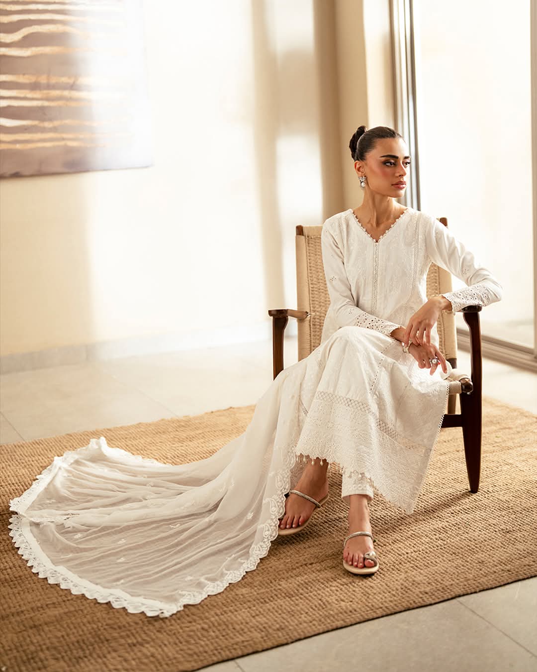 Elegant White Embroidered Kurta Set