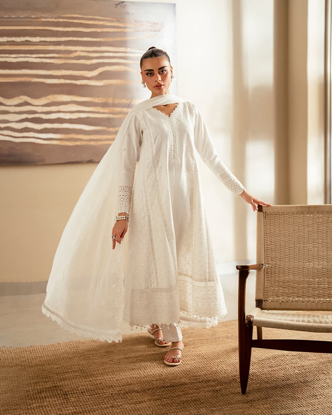 Elegant White Embroidered Kurta Set