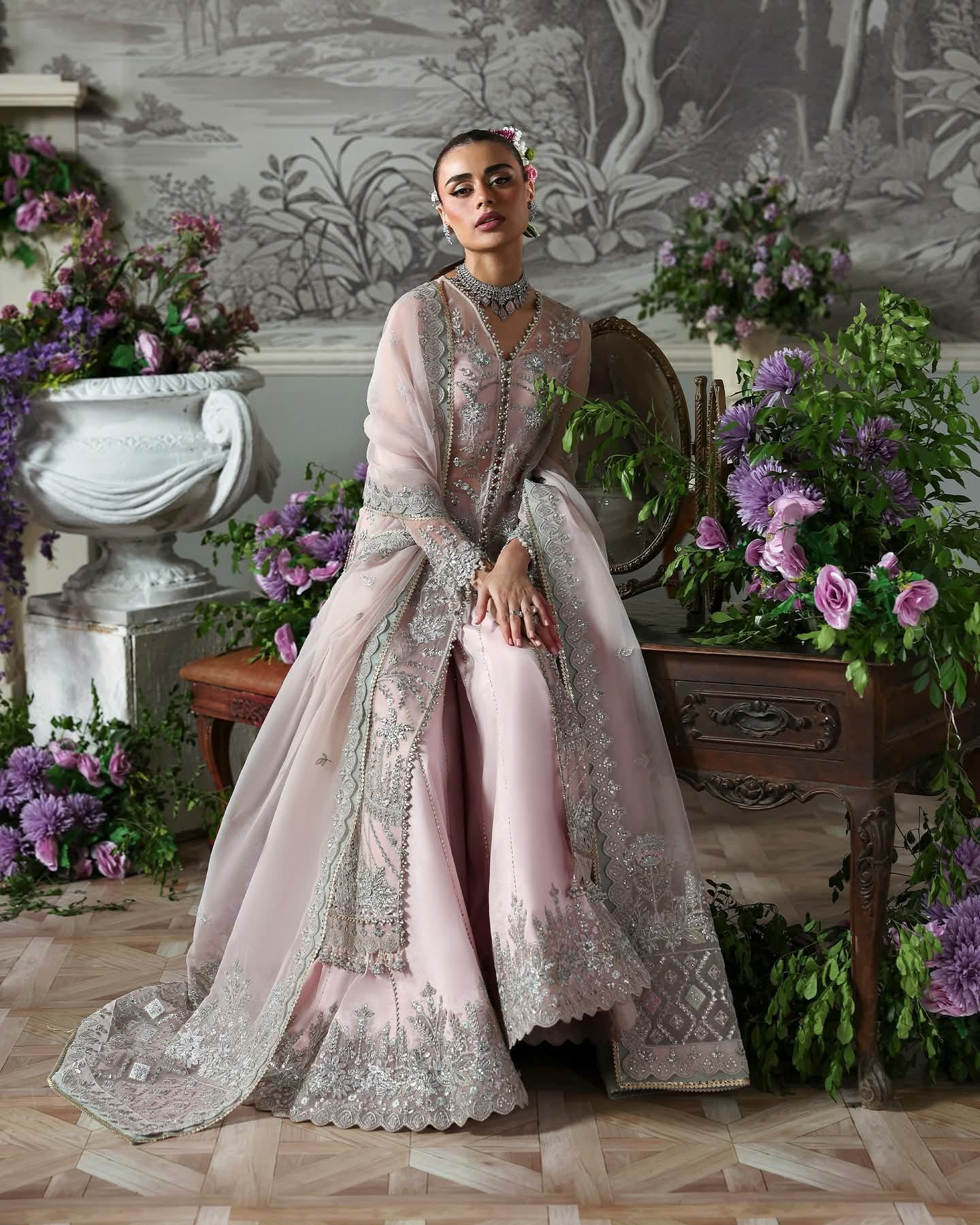 Embroidered Pink Formal Dress