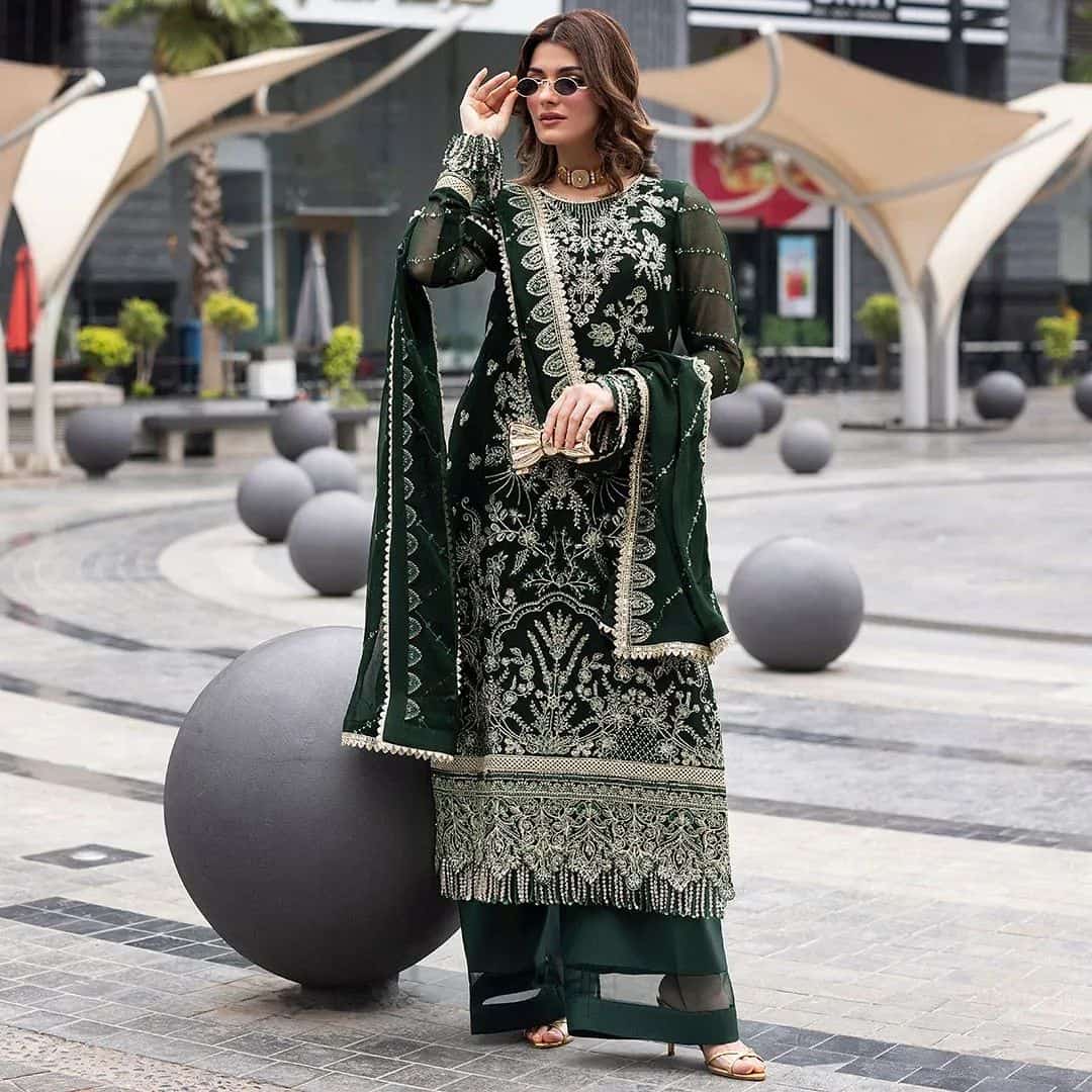 Embroidered Green Pakistani Suit