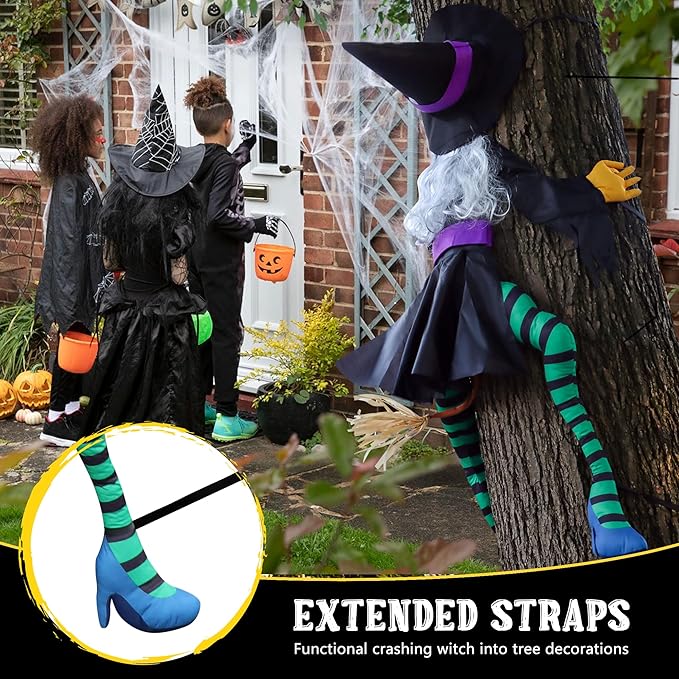 Crashing Witch Halloween Decoration – Halloween Decor Haunted House, Props POPGIFTU 63-Inch 