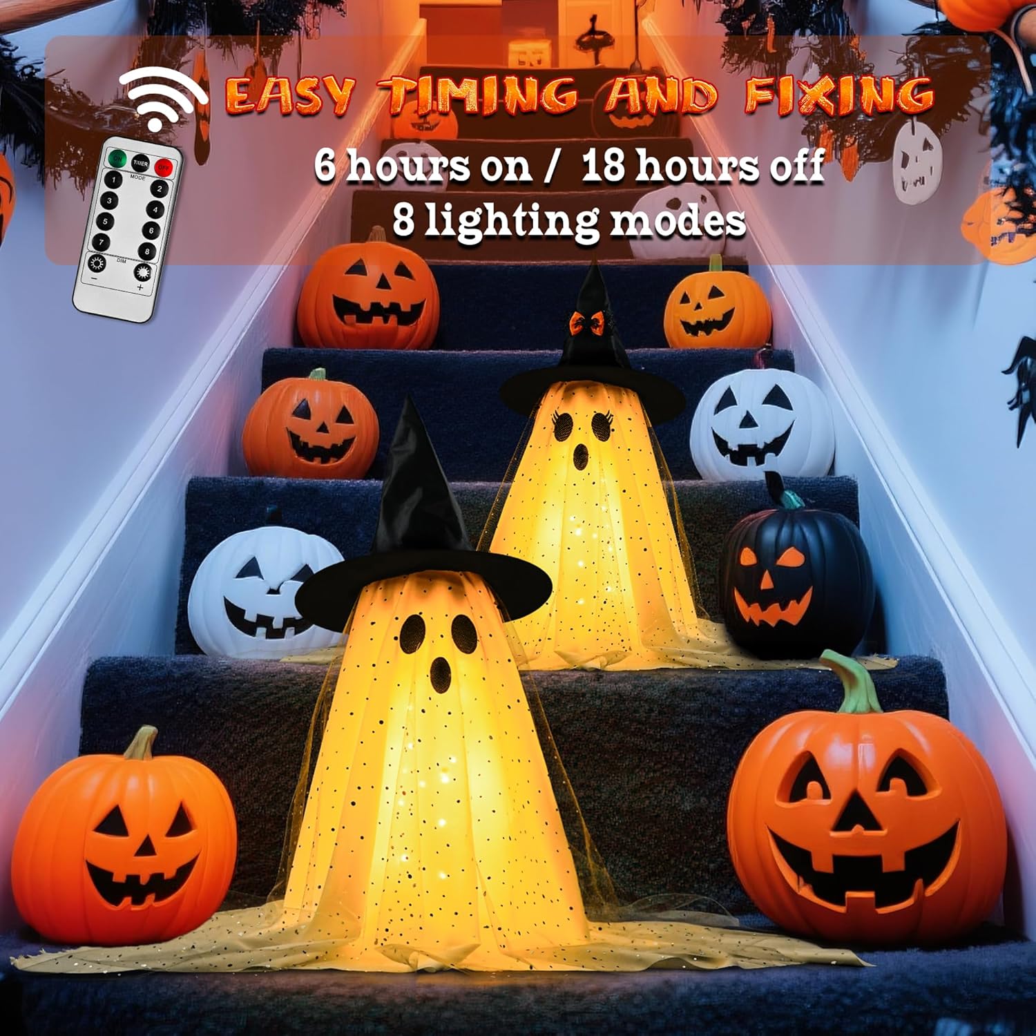 Ghost Decor with String Lights Remote Control