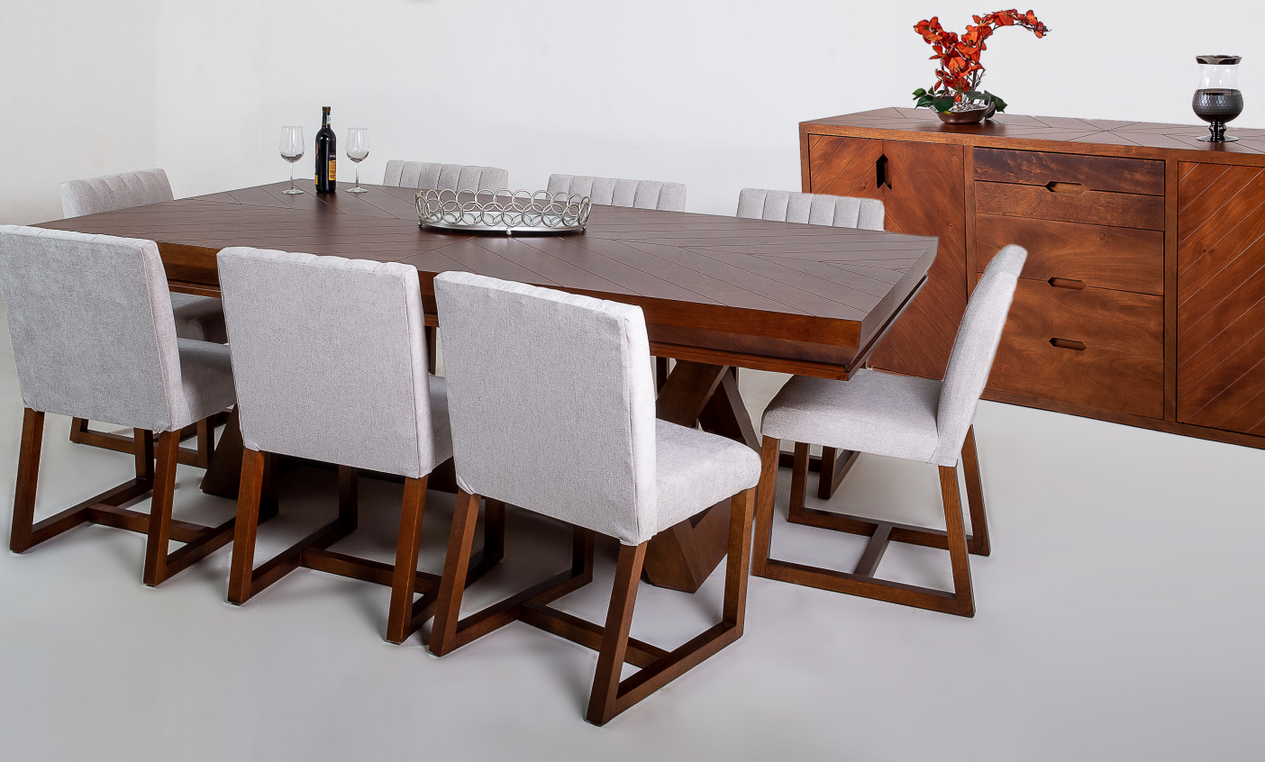  COMEDOR QATAR 8 SILLAS TABACO