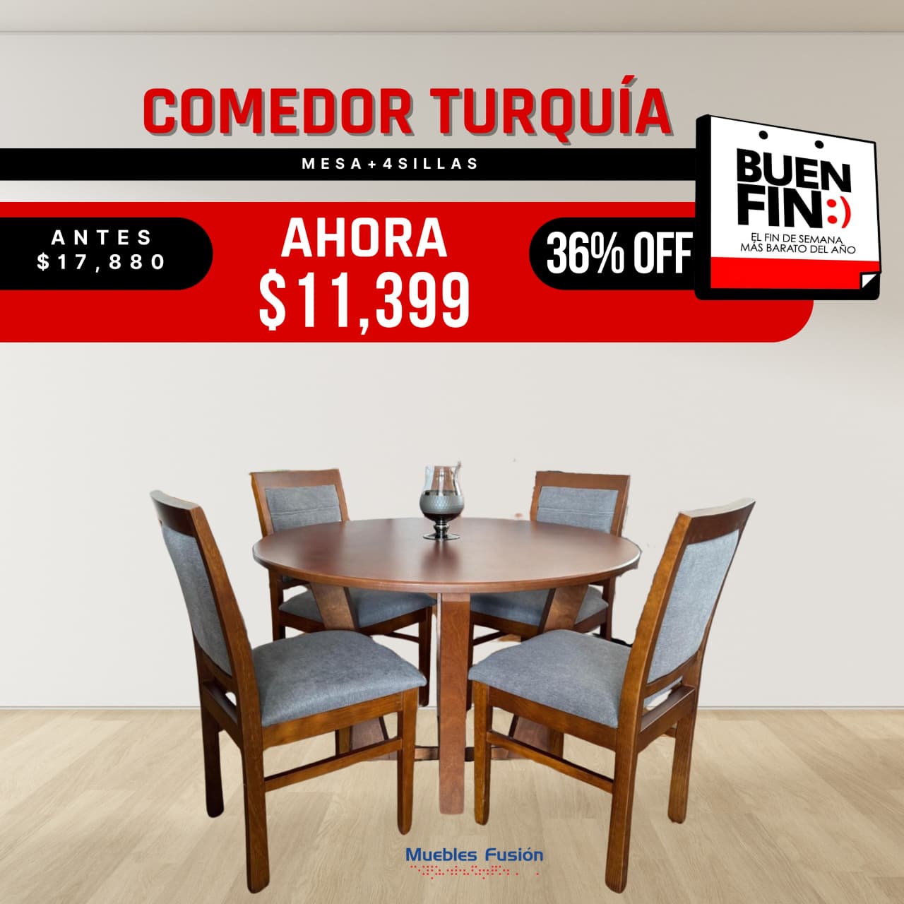 COMEDOR TURQUIA 4 SILLAS TABACO