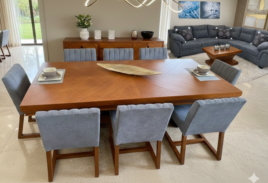  COMEDOR QATAR 8 SILLAS TABACO