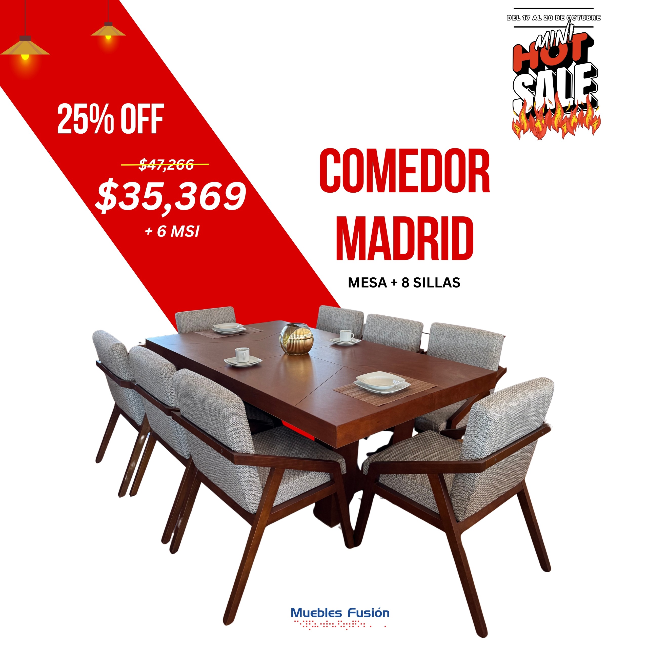 COMEDOR MADRID 8 SILLAS TABACO 
