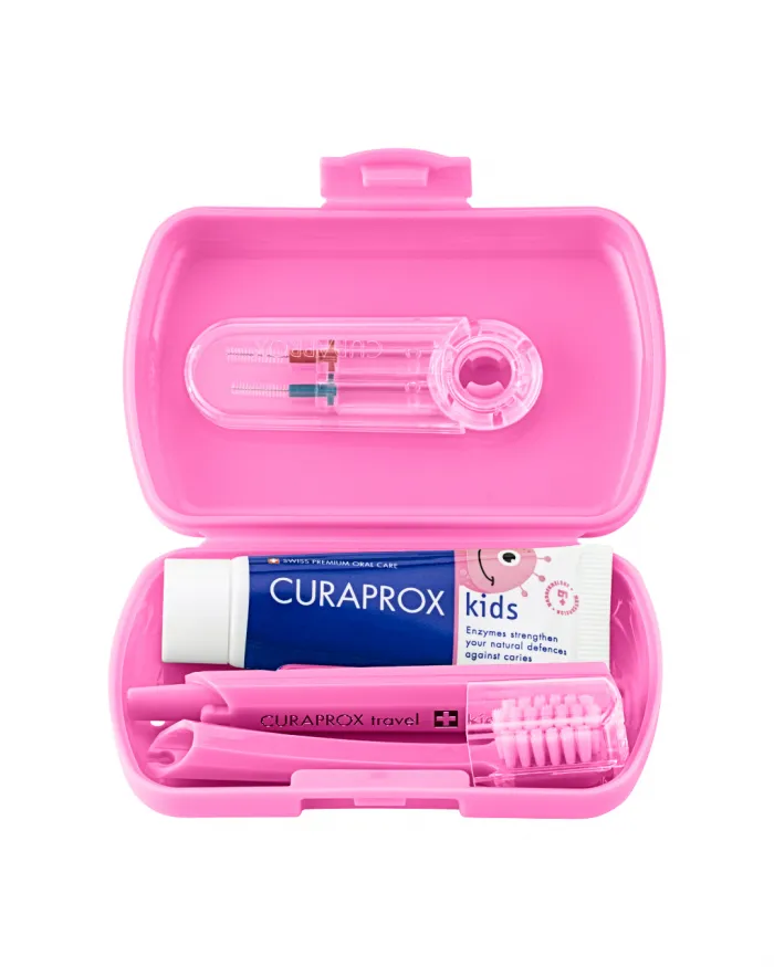 Curaprox KIDS kelioninis rinkinys, rausvas