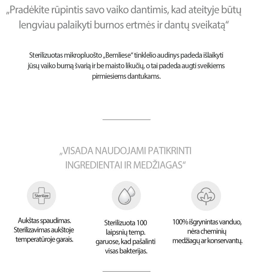 Mother-K Sterilizuotos dantų ir dantenų servetėlės