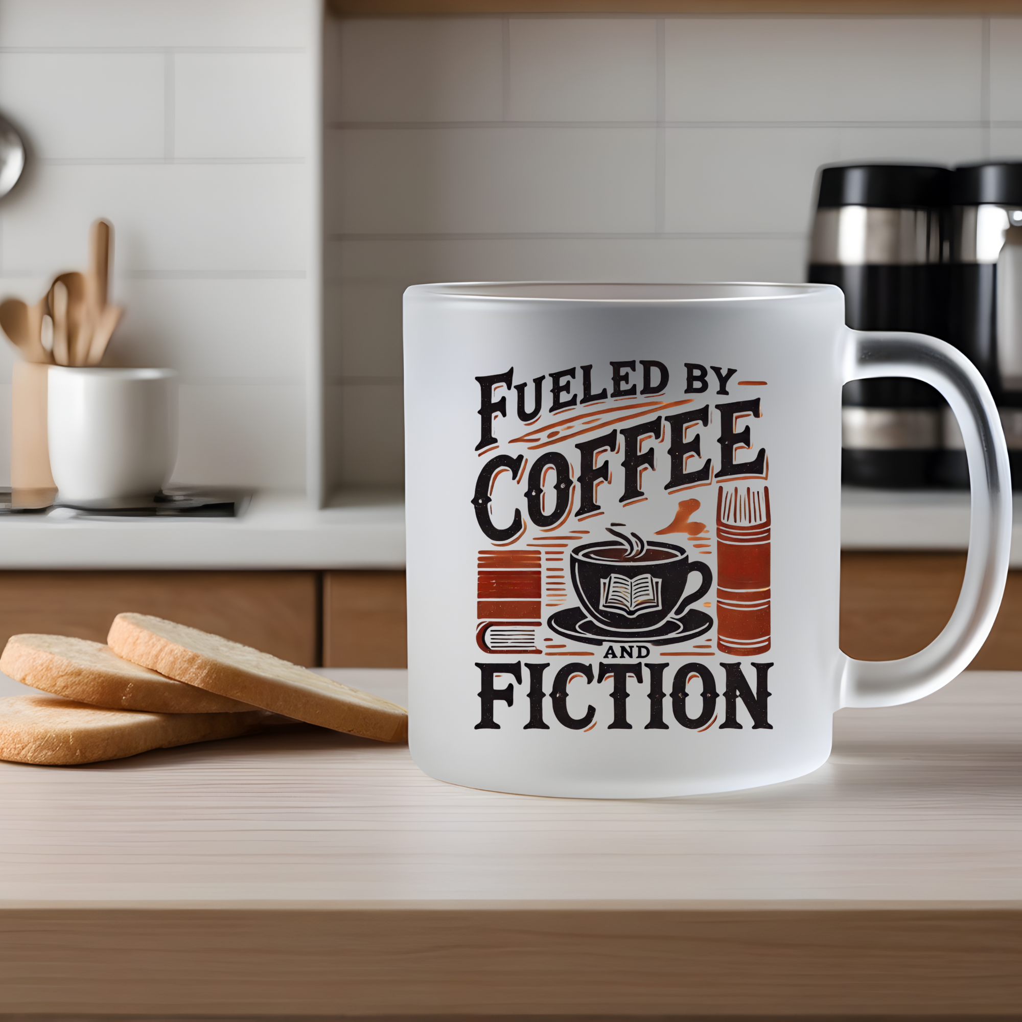 Book lovers Glass mug | Fueled by Coffee and Fiction custom made