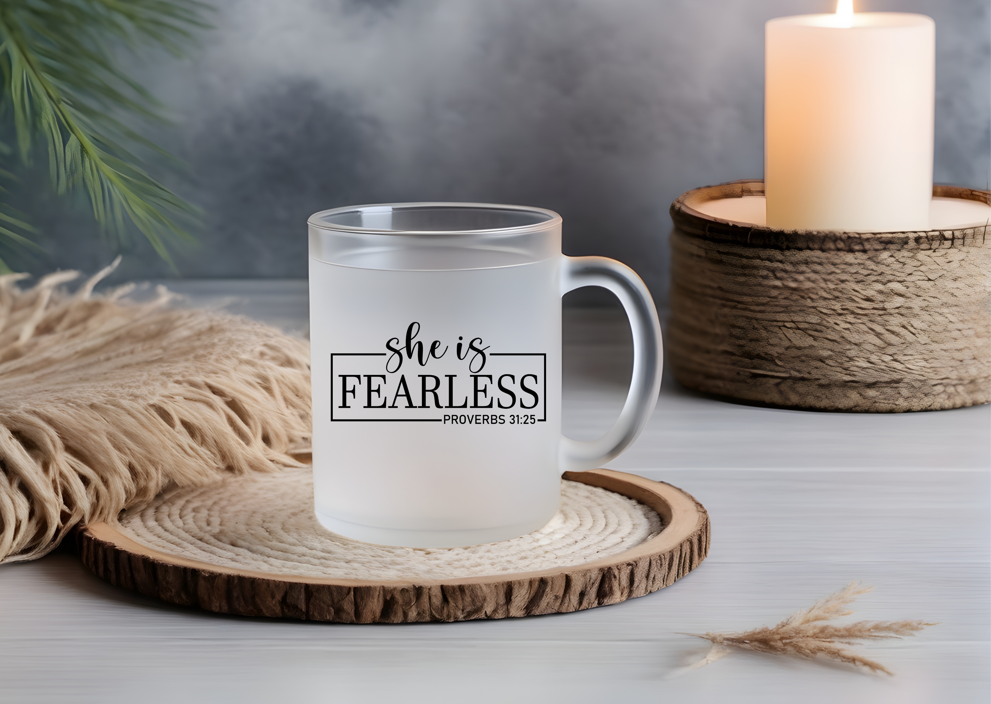 Frosted Inspirational Mug | She is Fearless