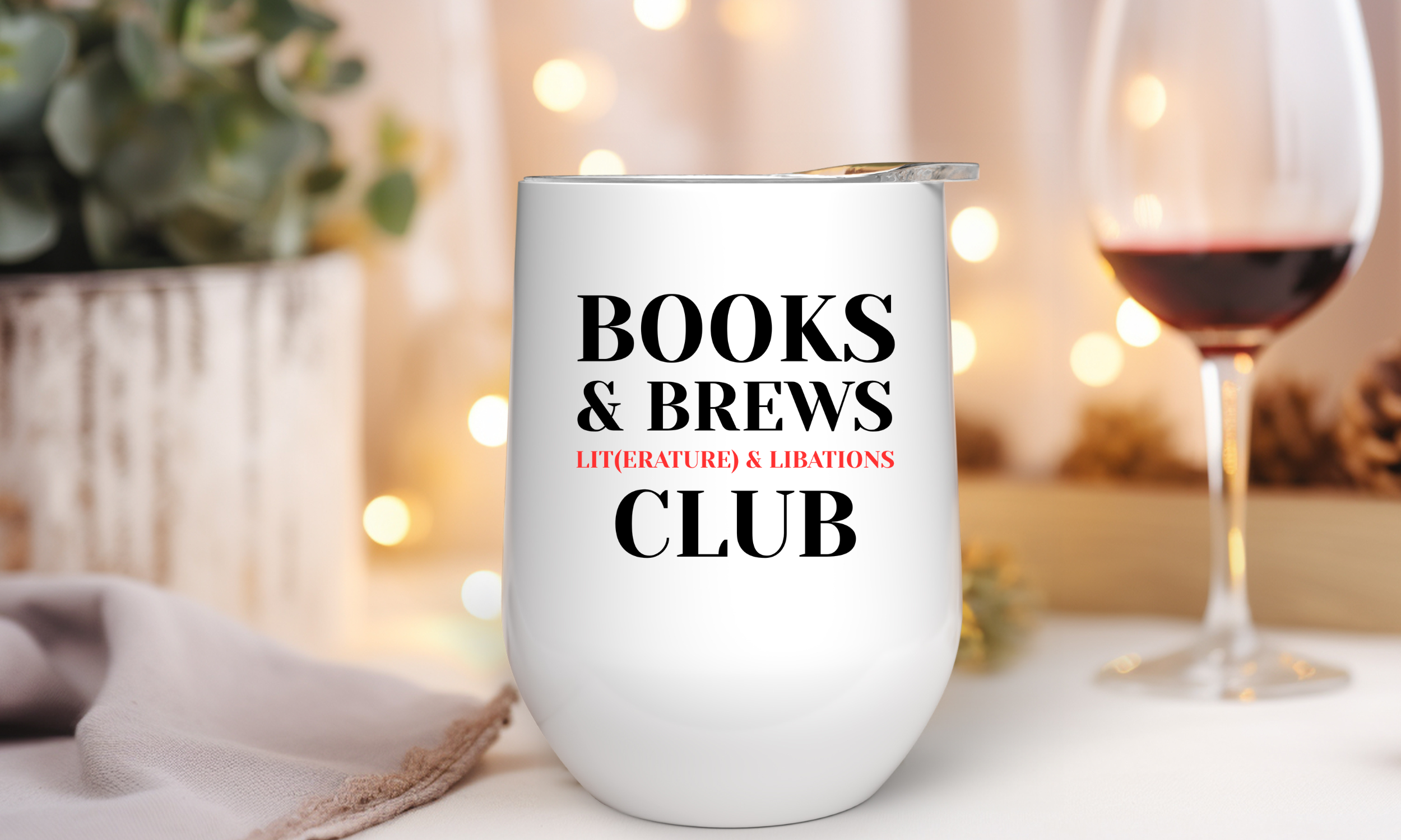 Books & Brews Club Wine Tumbler