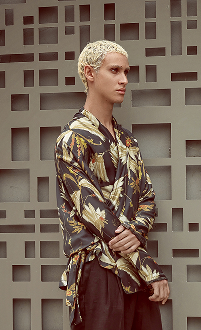 Chemise perse en soie imprimée