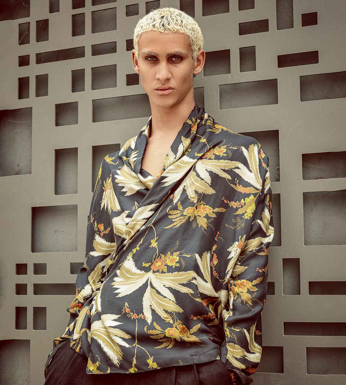 Chemise perse en soie imprimée