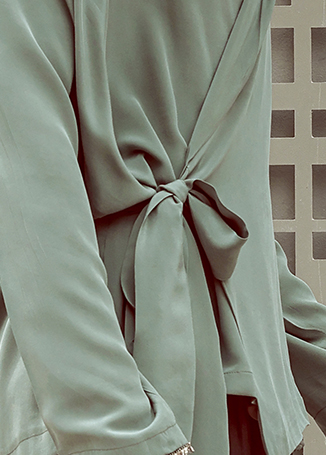 Chemise perse en soie unie verte taupe