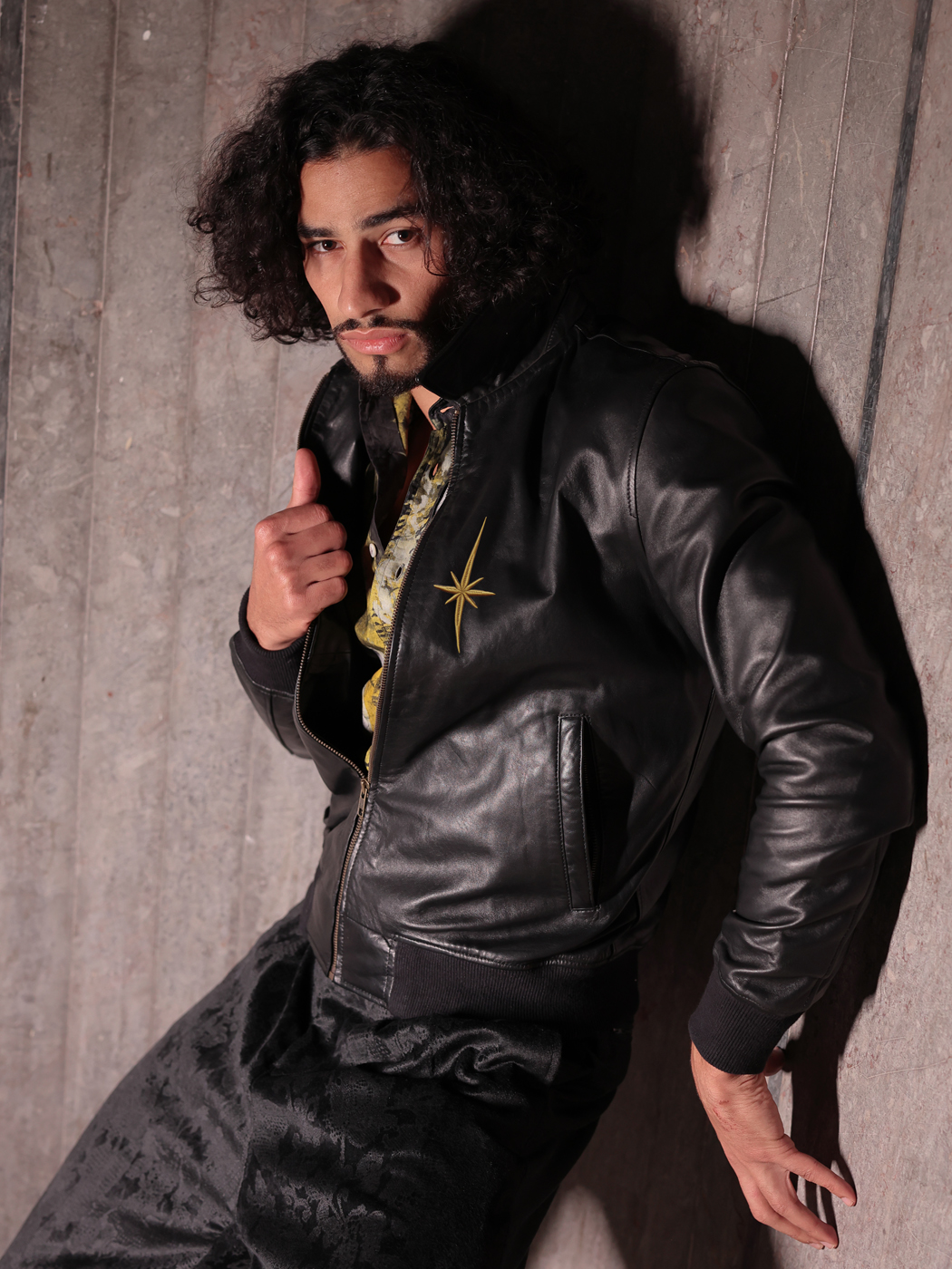 Blouson de cuir noir