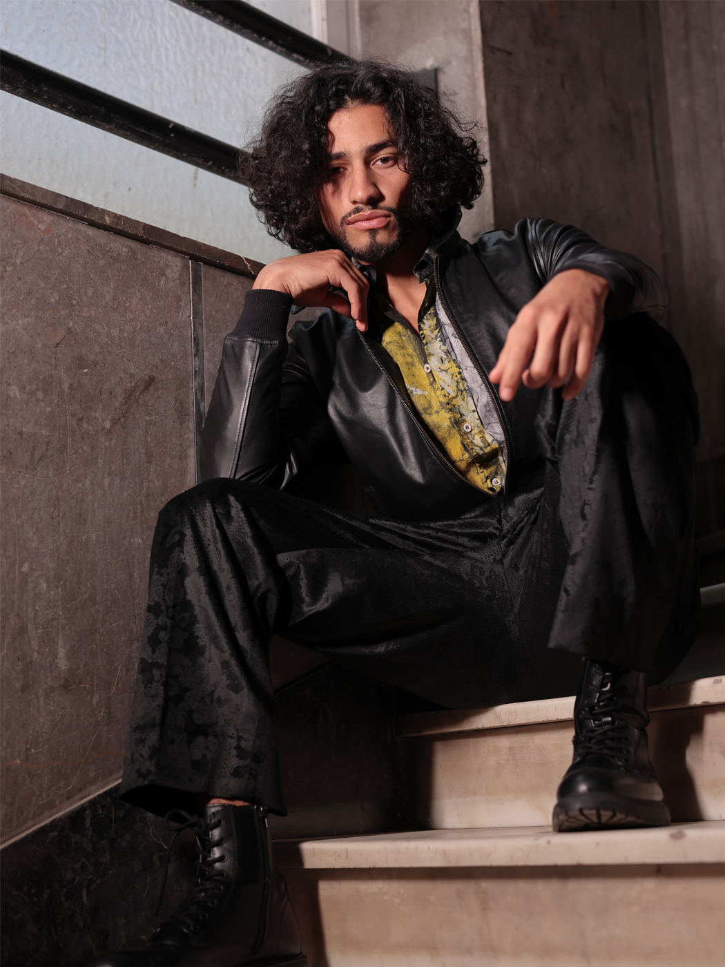 Blouson de cuir noir