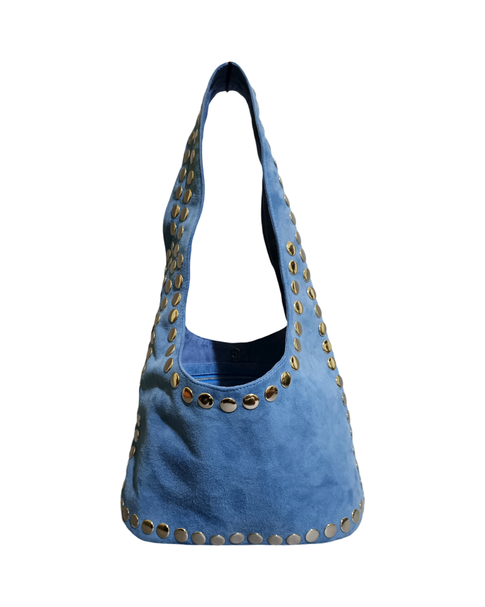 Blue Suede Shoulder Bag