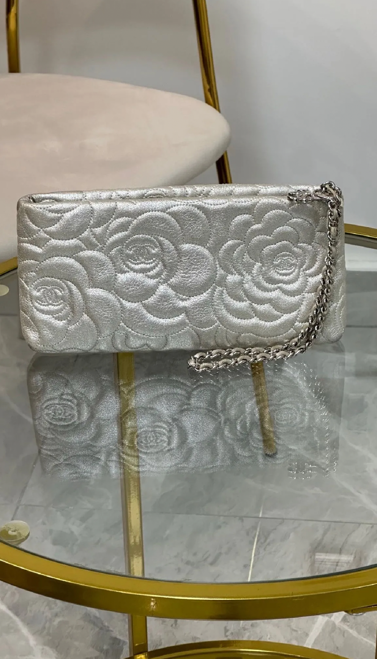Chanel bolso mini shoulder/de mano plateado