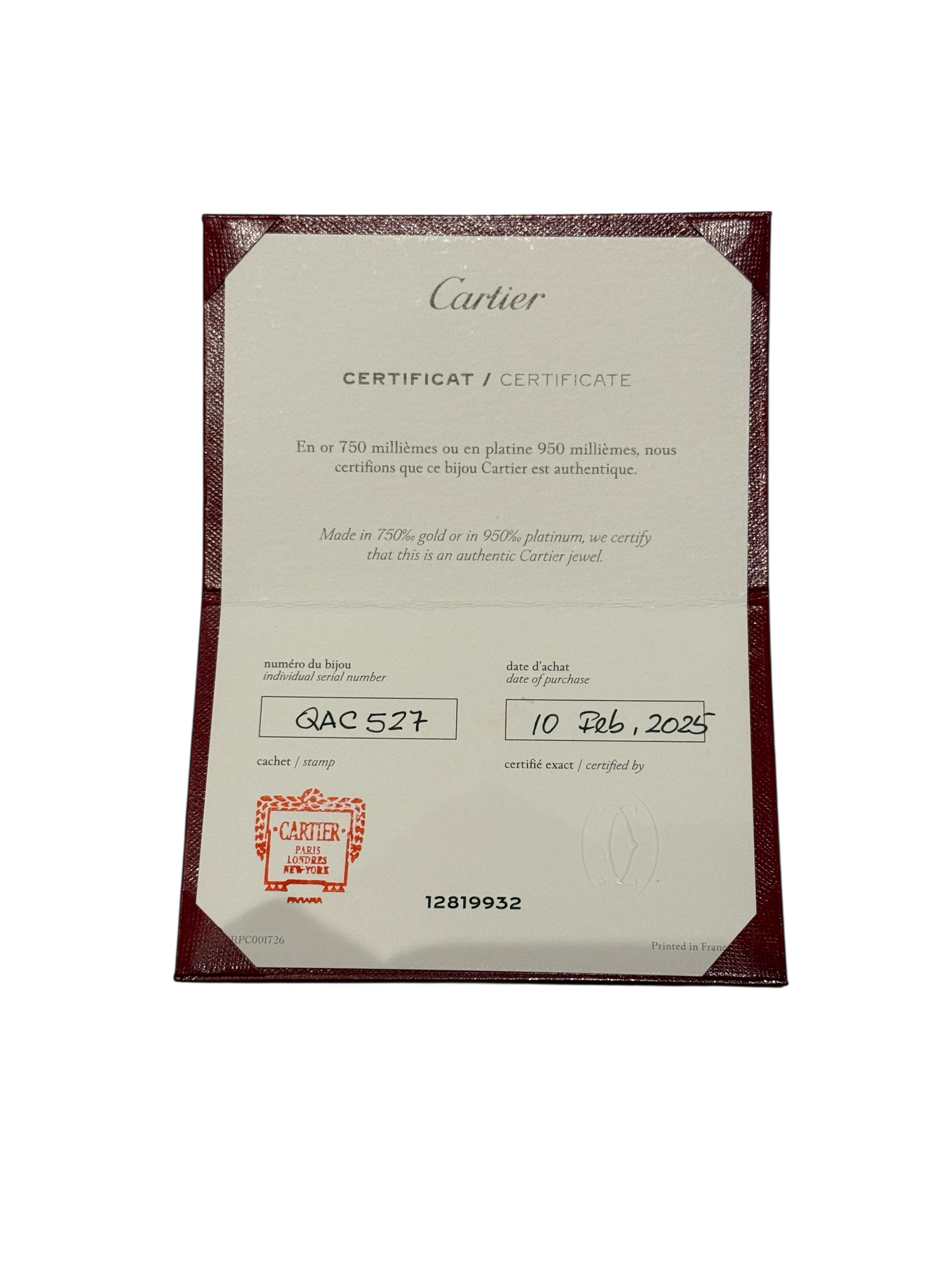 CARTIER LOVE ORO BLANCO TAMAÑO 15 (S/XS) SIN USO