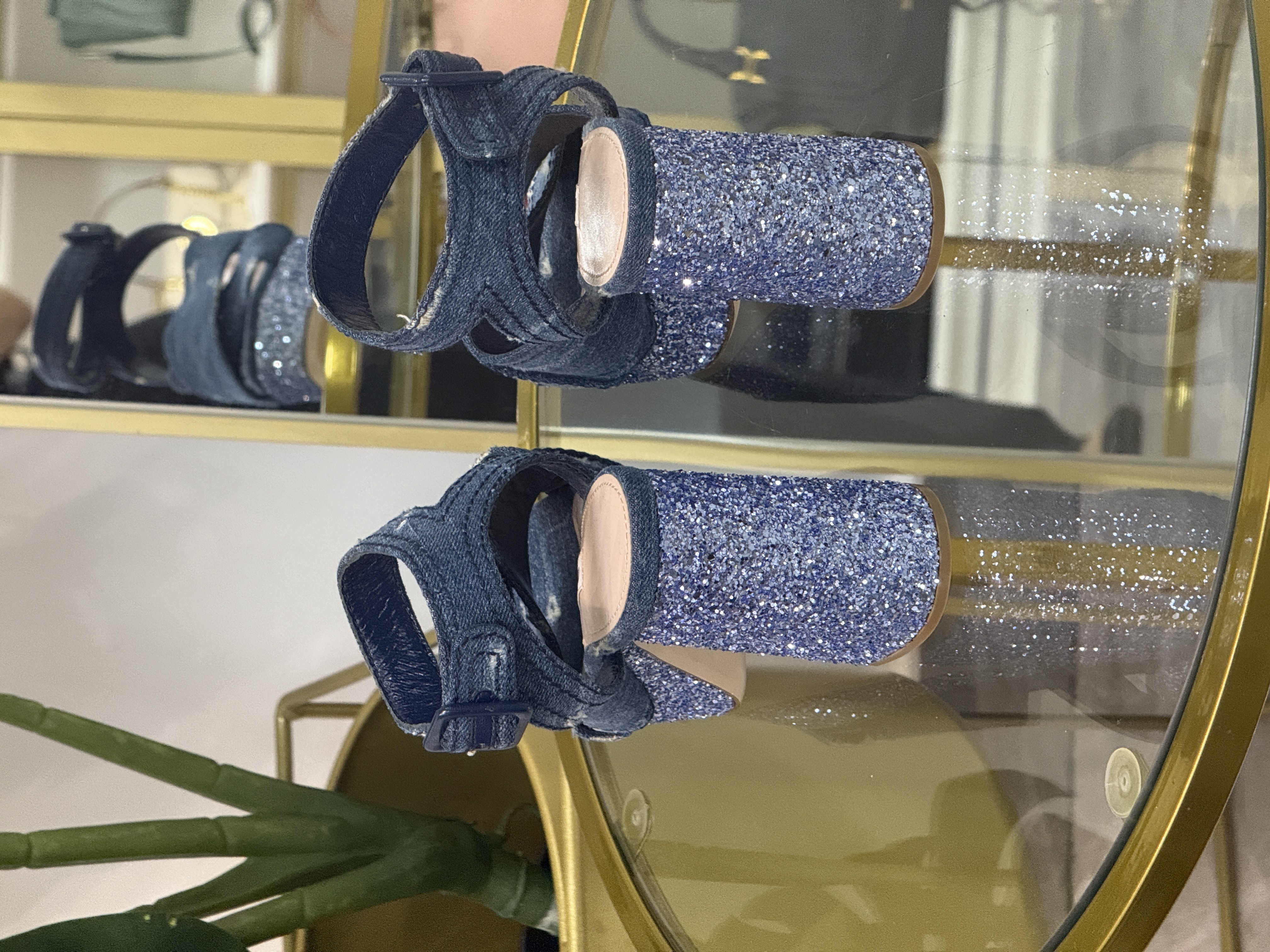 MIU MIU DENIM $& GLITTER SANDALS TALLA 38 (8)
