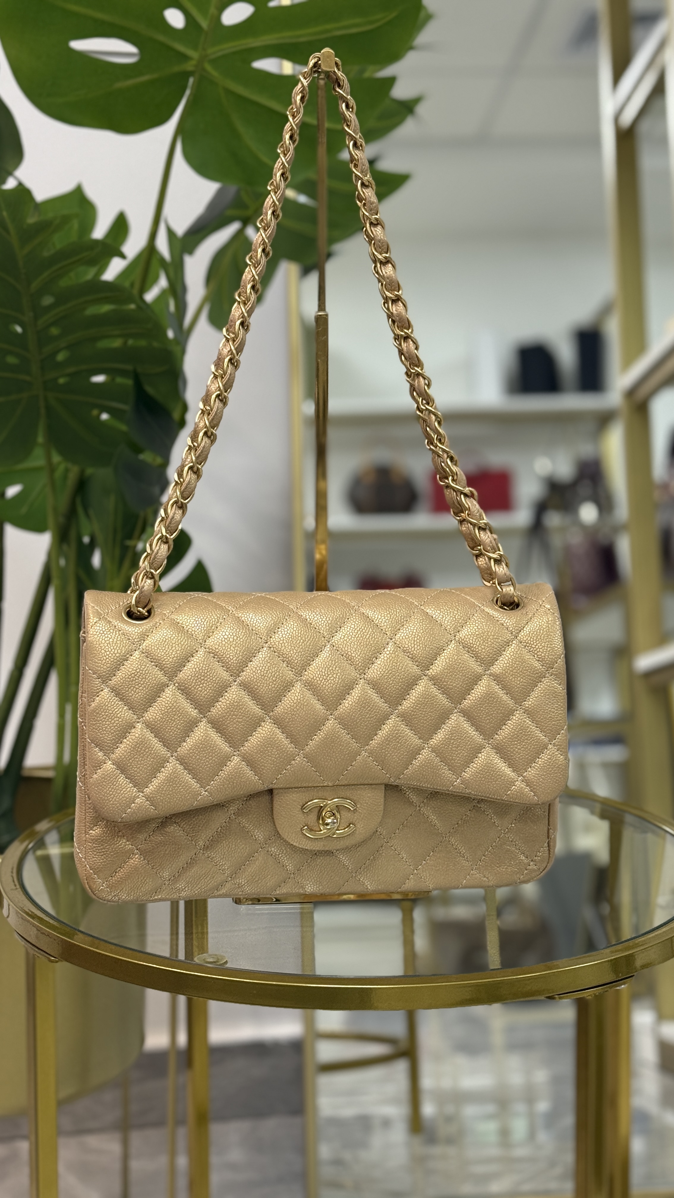 Chanel Jumbo Double Flap Gold Caviar Gold Hardware