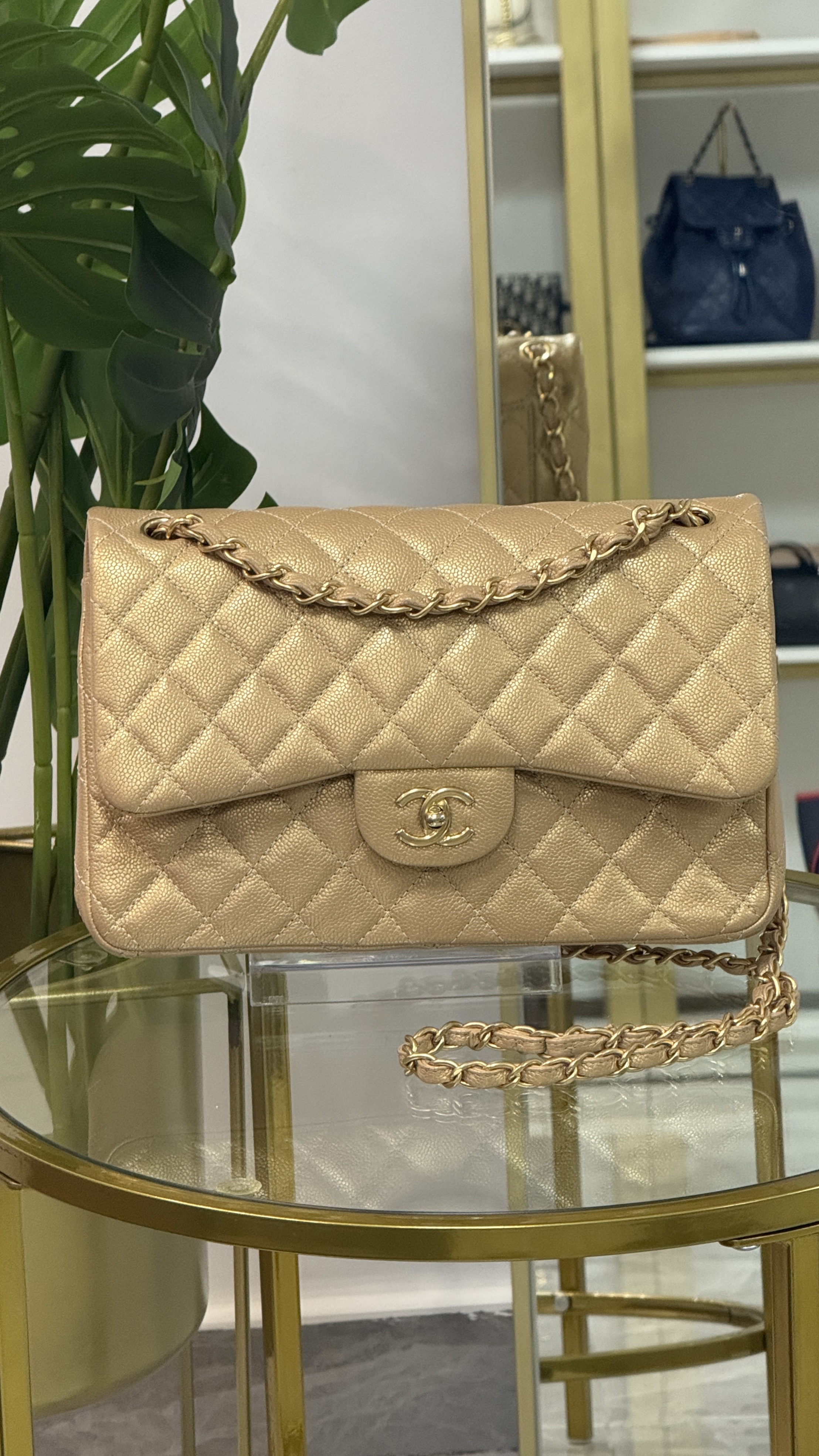 Chanel Jumbo Double Flap Gold Caviar Gold Hardware