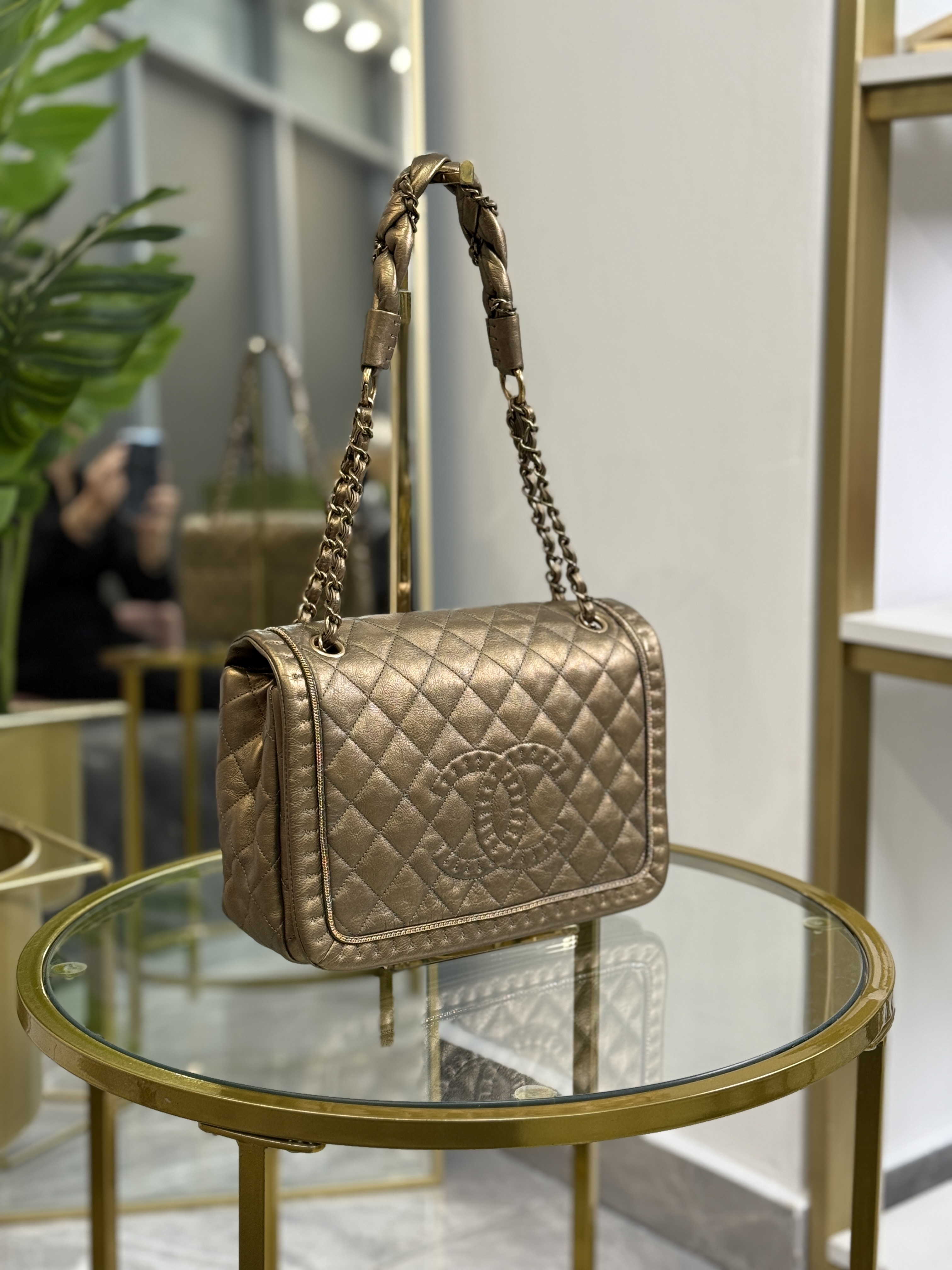 Chanel Bronze CC Quilted Shoulder 