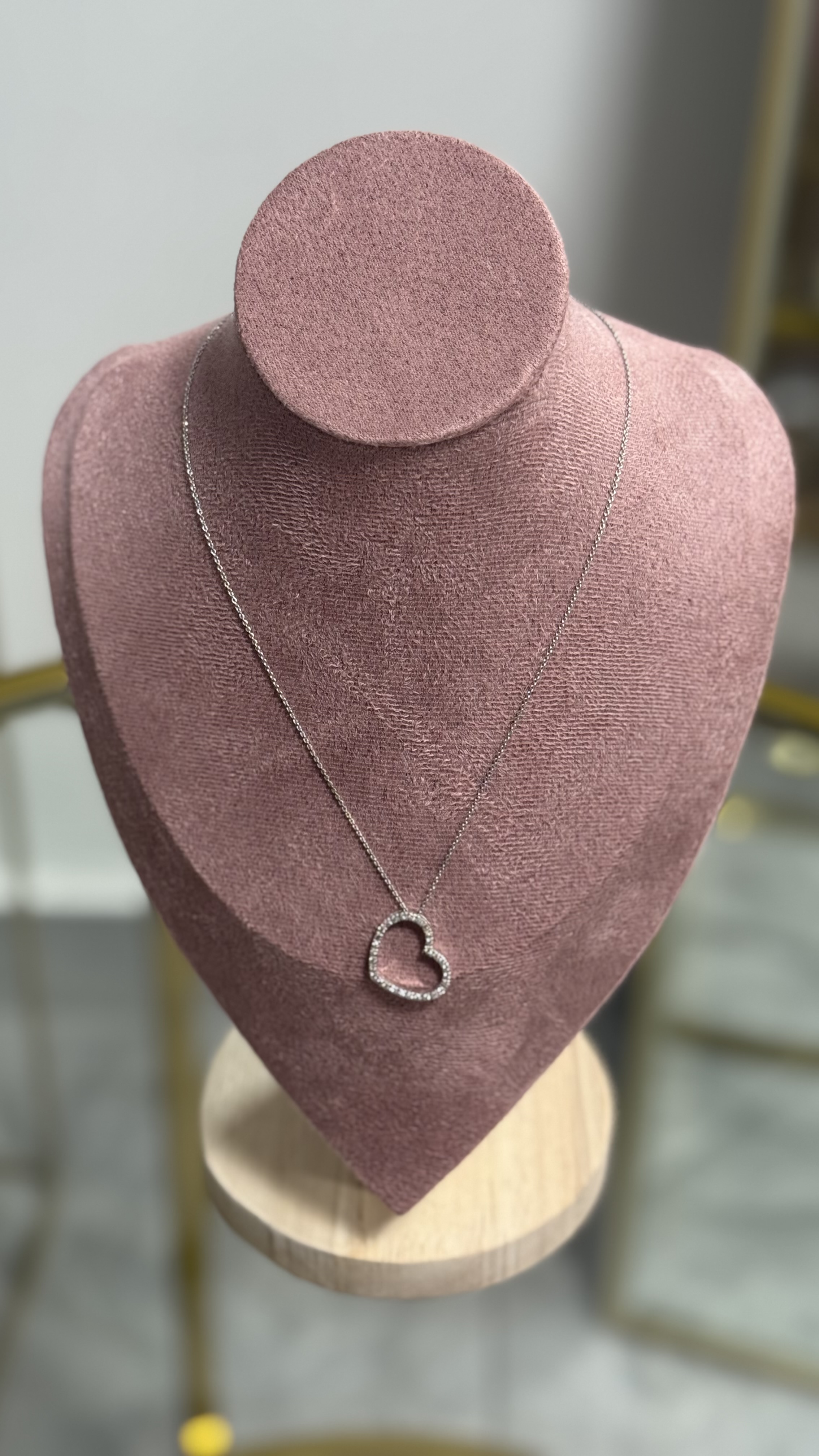 Collar Oro Blanco 14kt con Diamantes 