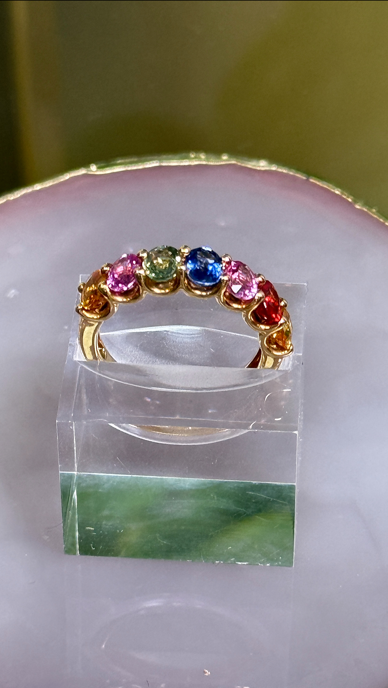 Anillo Talla 7 Oro 18kt y Zafiros Multicolor