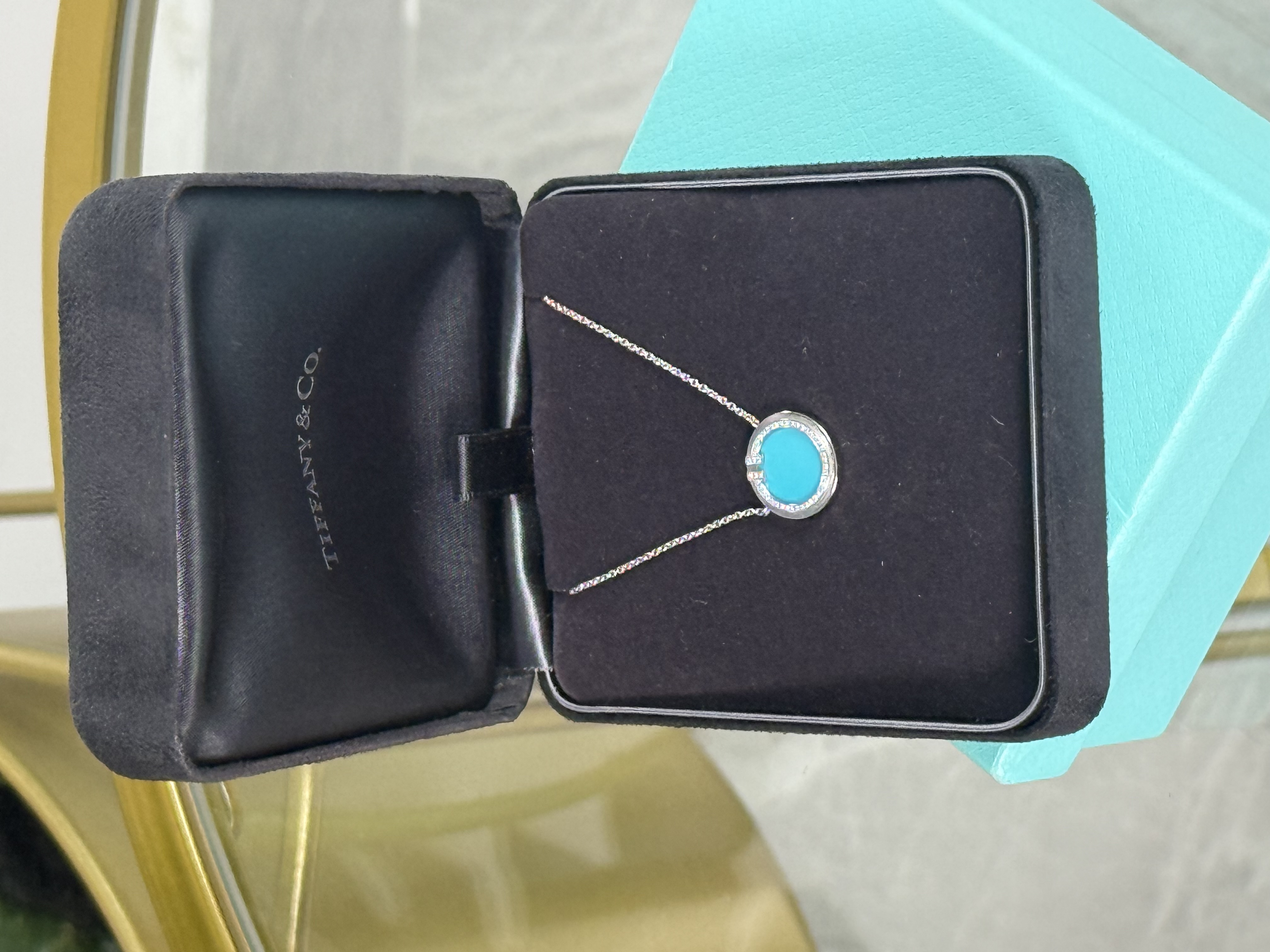 Tiffany & CO Collar Oro Blanco 18kt, Turquesa con Diamantes