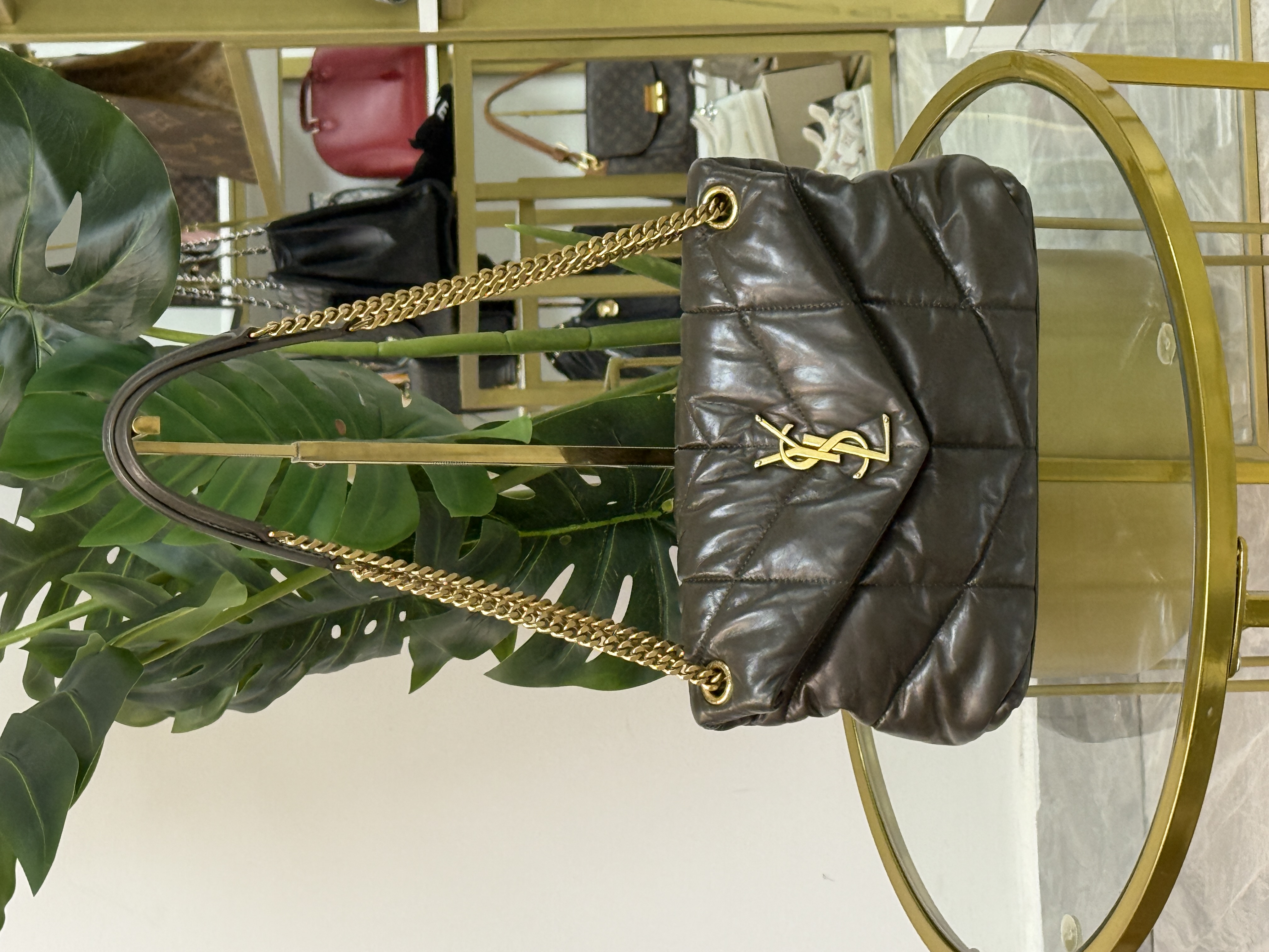 Saint Laurent Puffer Small Verde Militar