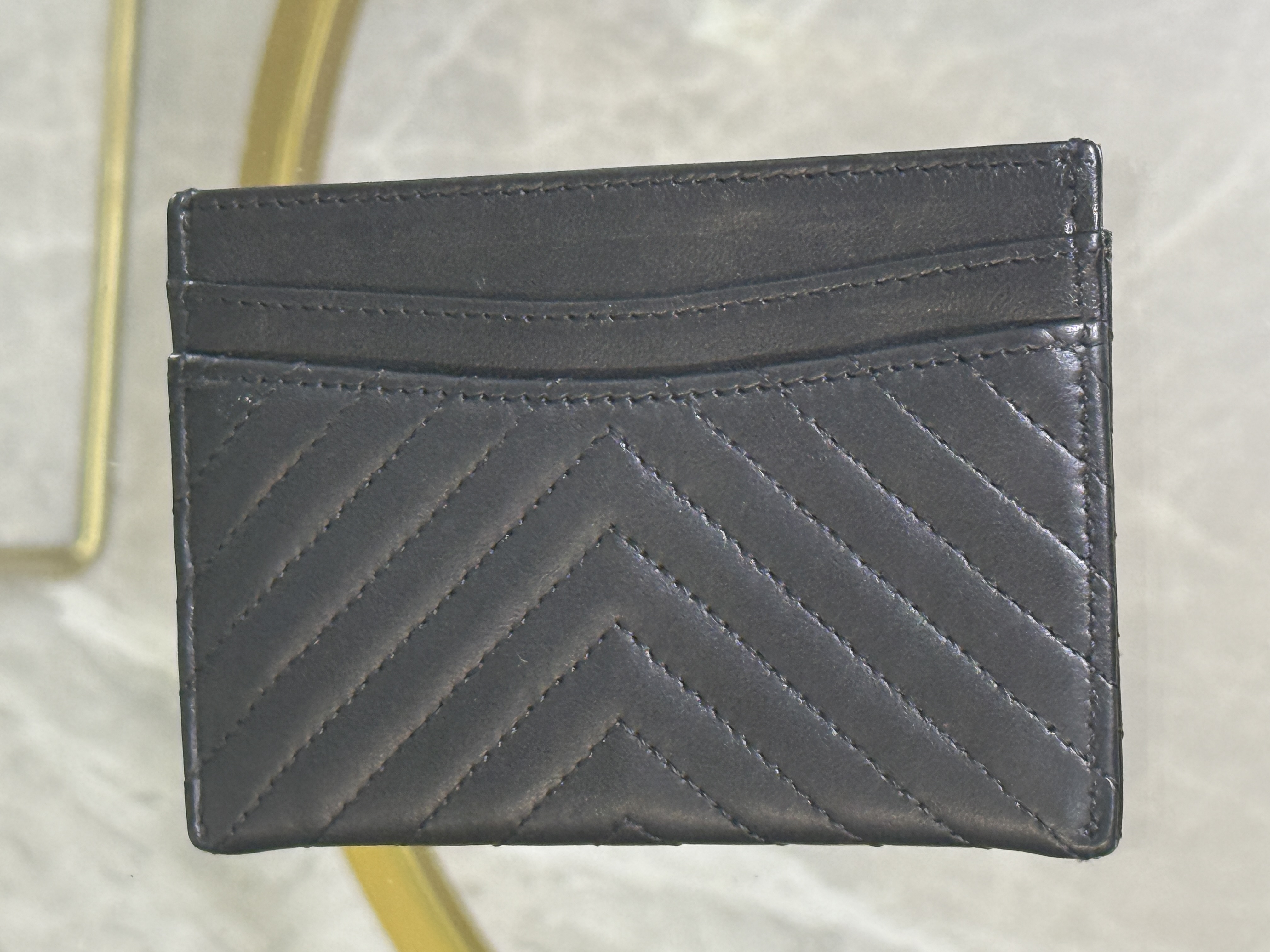 Chanel Tarjetero Piel Chevron Negro 