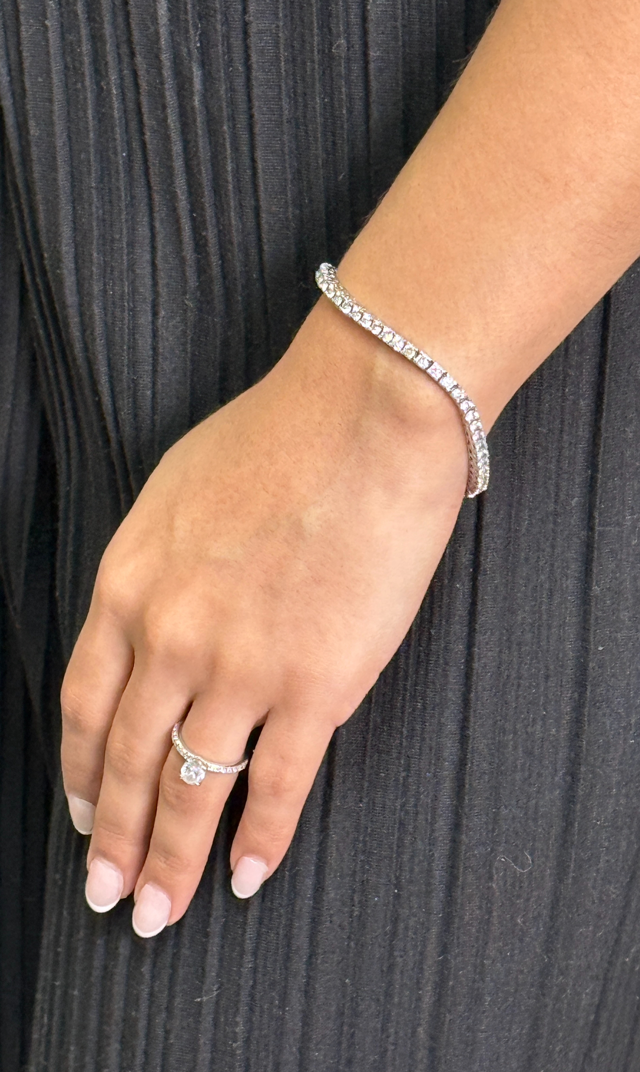 Brazaletes tipo Tenis Oro Blanco  14kt Diamantes 5cts