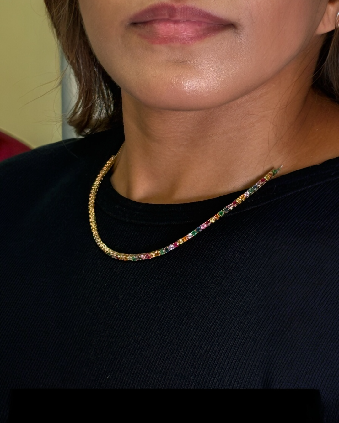 Gargantilla Oro 14kt Piedras Varias