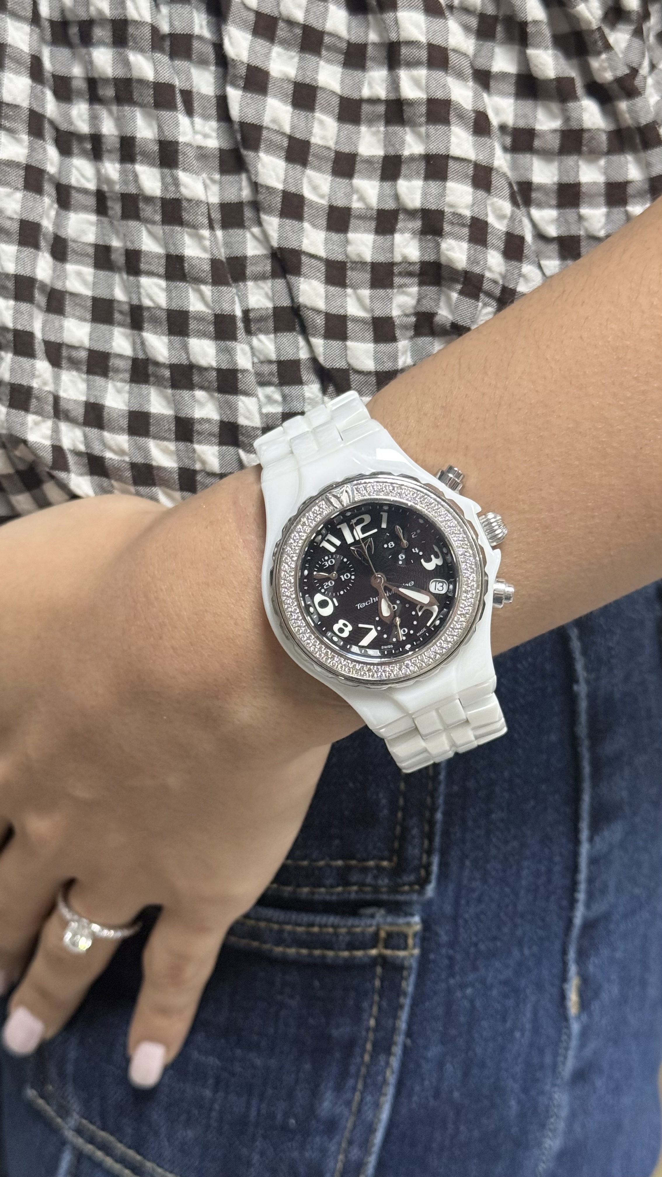 Technomarine Reloj de Ceramica, Acero y Diamantes 
