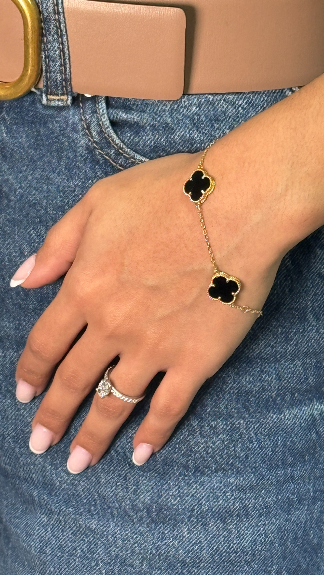 Sin Marca Pulsera Oro 10kt con Onix